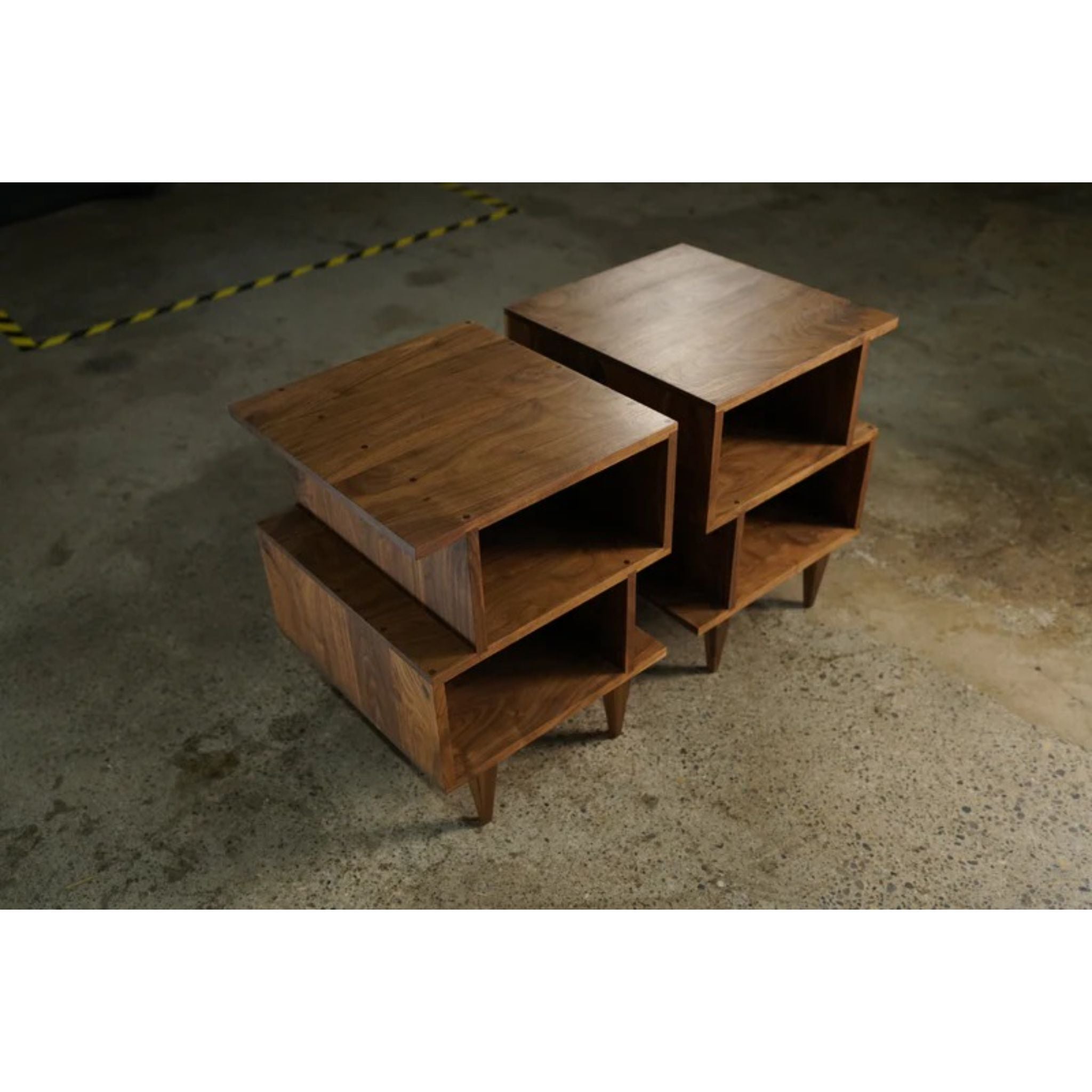 3-Tier Offstack End Table ET11 Full Top Side View by Tomfoolery Wood Co