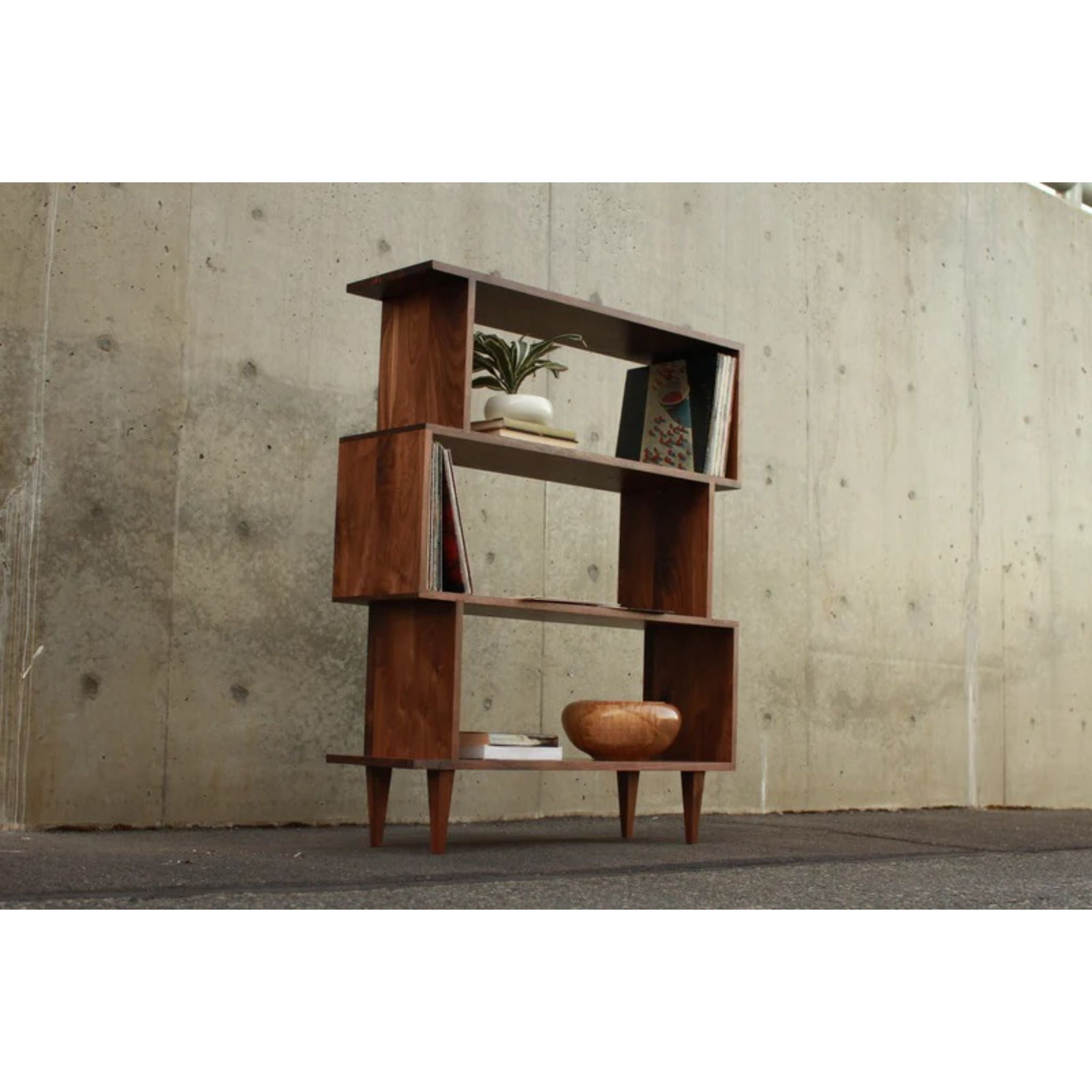 4-Tier Offstack Bookcase - Handcrafted Mid-Century Shelving