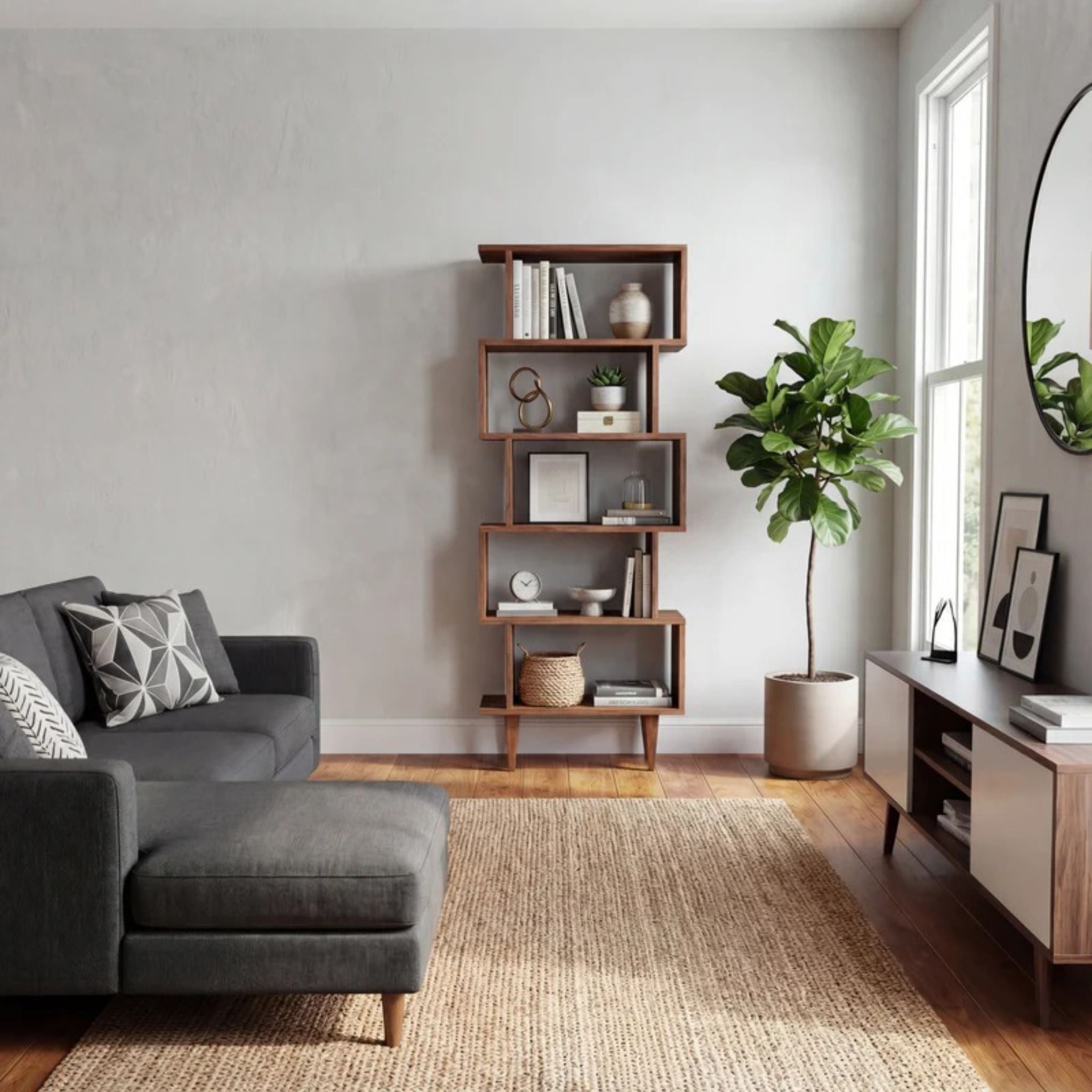 5 Tier Offstack Bookcase BC28 Room View by Tomfoolery Wood Co