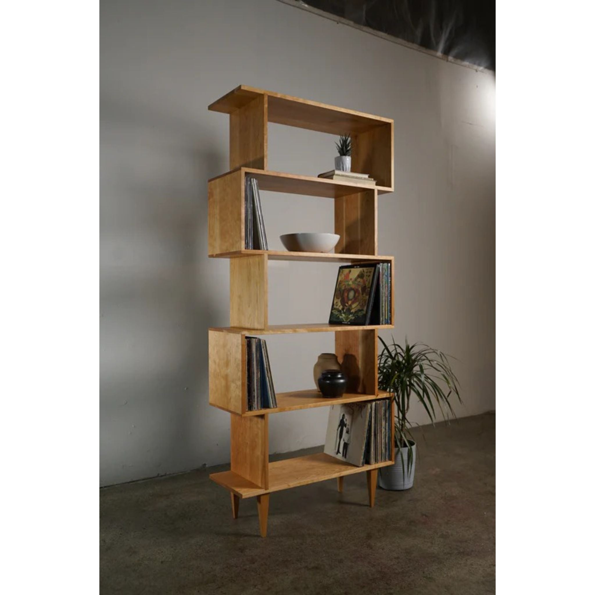 6 Tier Omni Offstack Bookcase BC31 Full Side View by Tomfoolery Wood Co