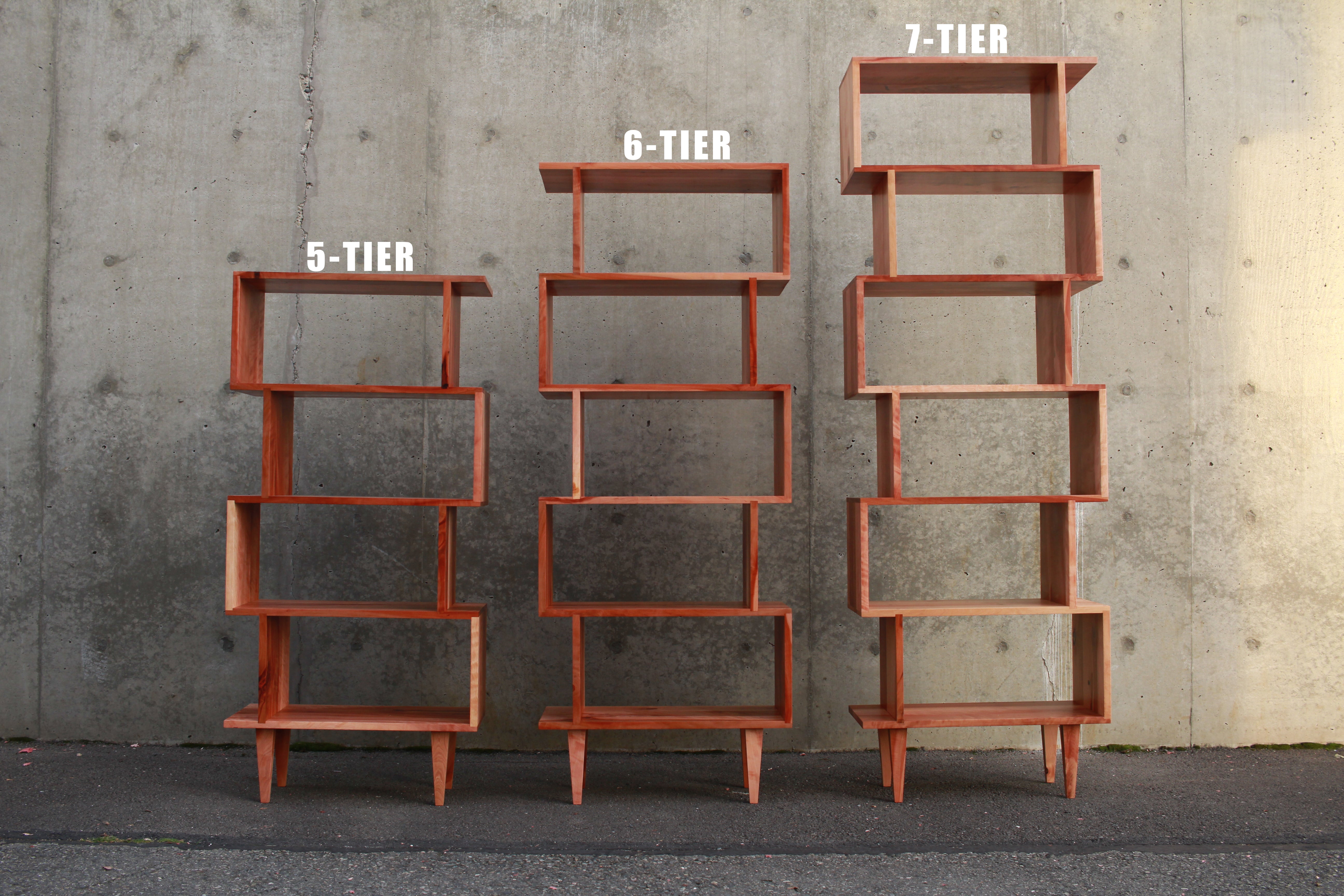 7-Tier Offstack Bookcase BC27 Front View by Tomfoolery Wood Co