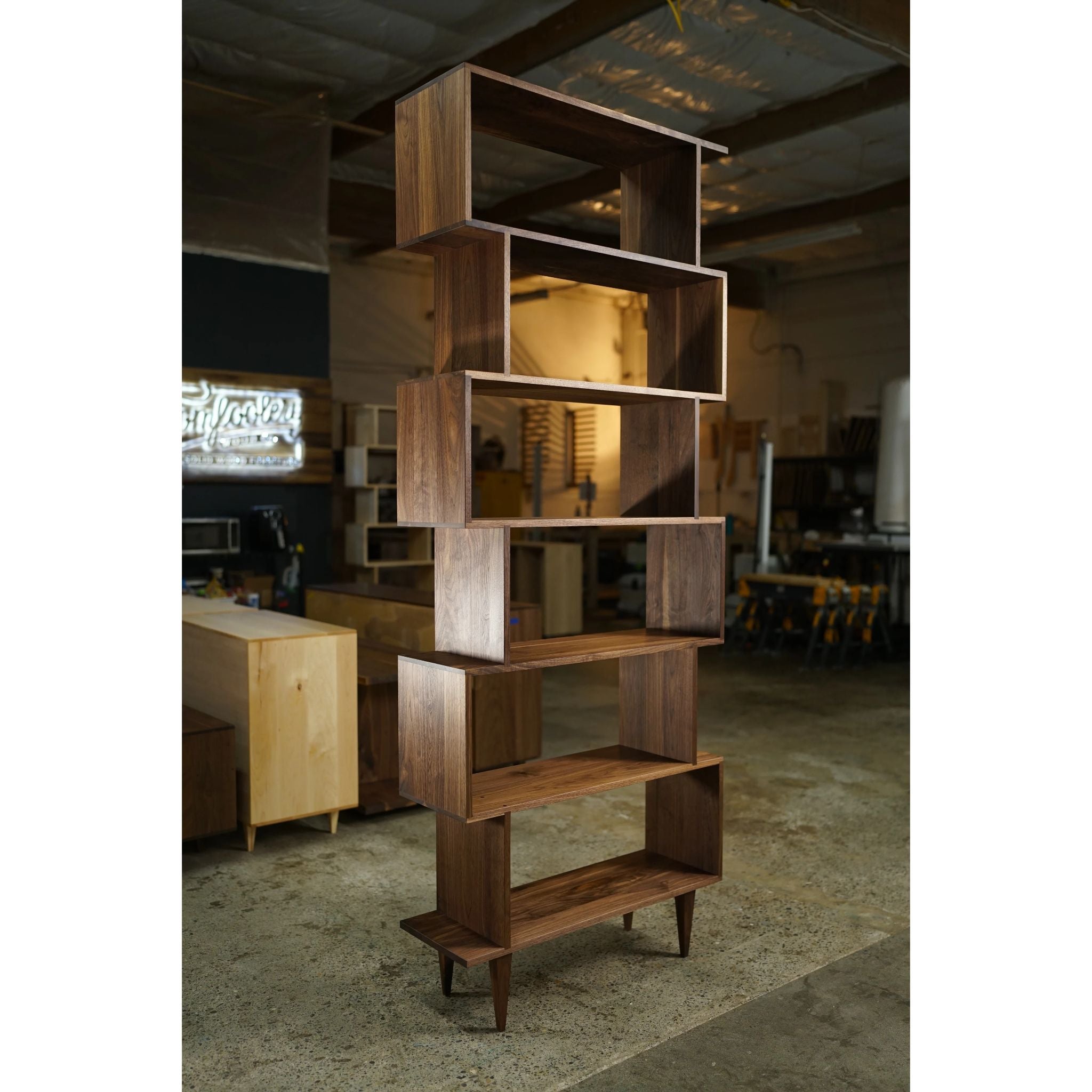 7-Tier Omni Offstack Bookcase BC35 Left Front View by Tomfoolery Wood Co