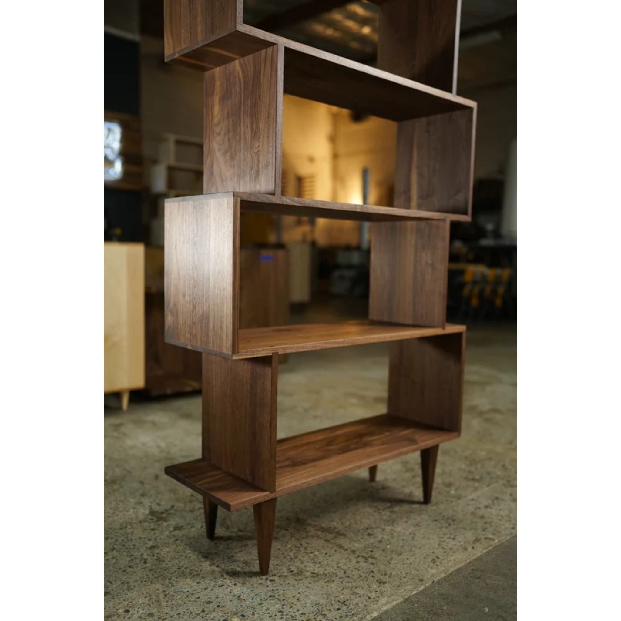 7-Tier Omni Offstack Bookcase BC35 Lower Side View by Tomfoolery Wood Co