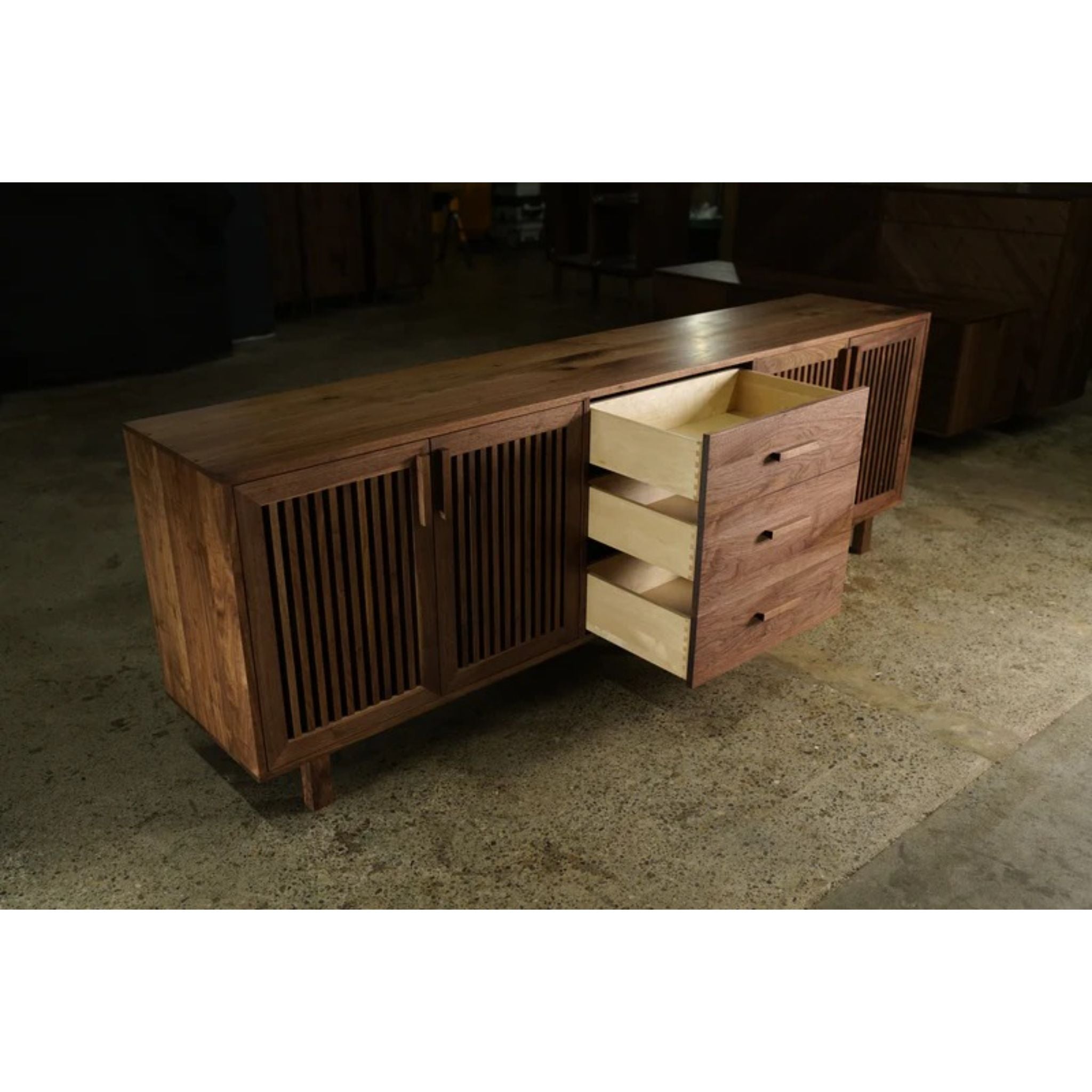 Armocido Buffet 3 Drawers CN24 Opened Drawers View by Tomfoolery Wood Co