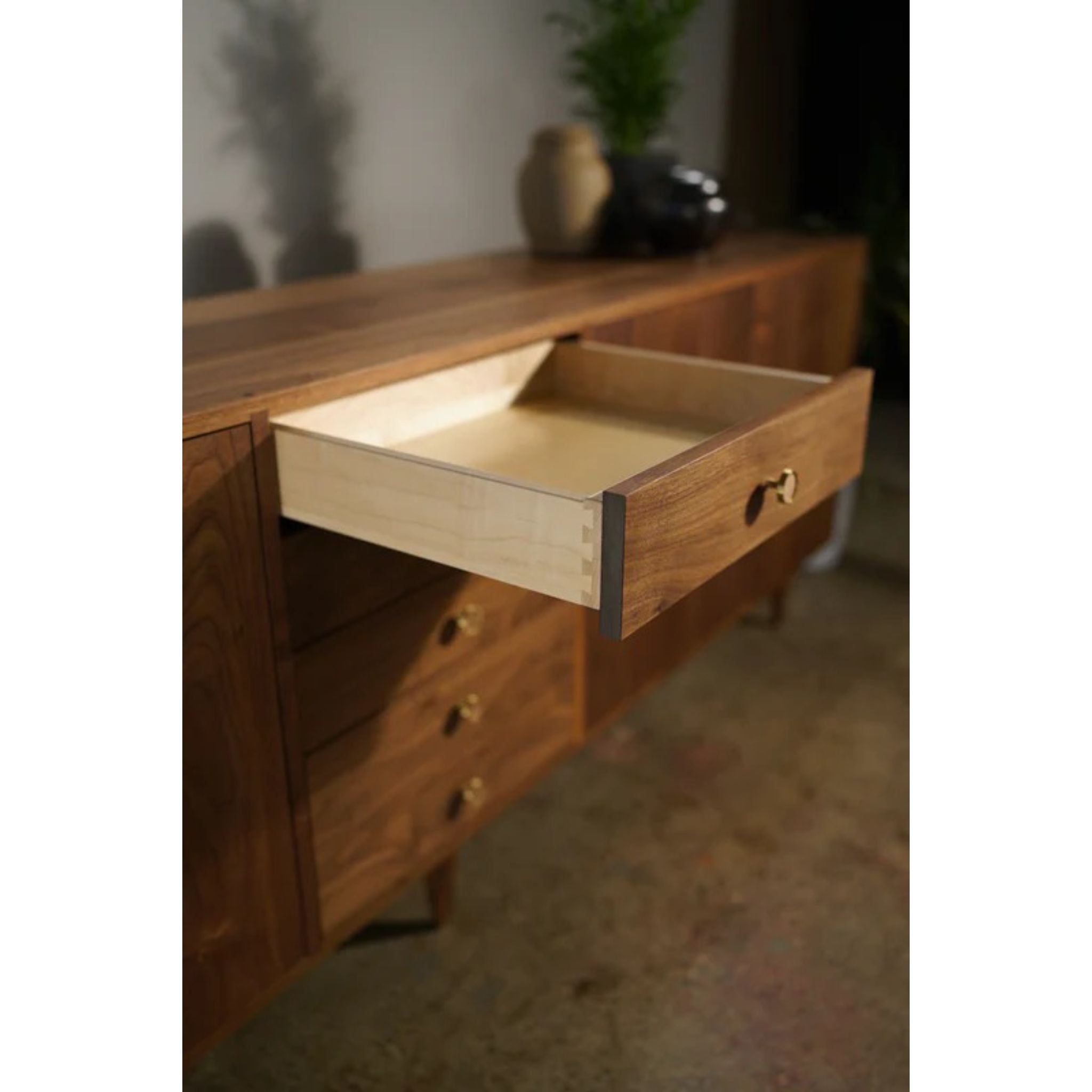 Armocido Buffet CN36 Opened Drawer Side View by Tomfoolery Wood Co