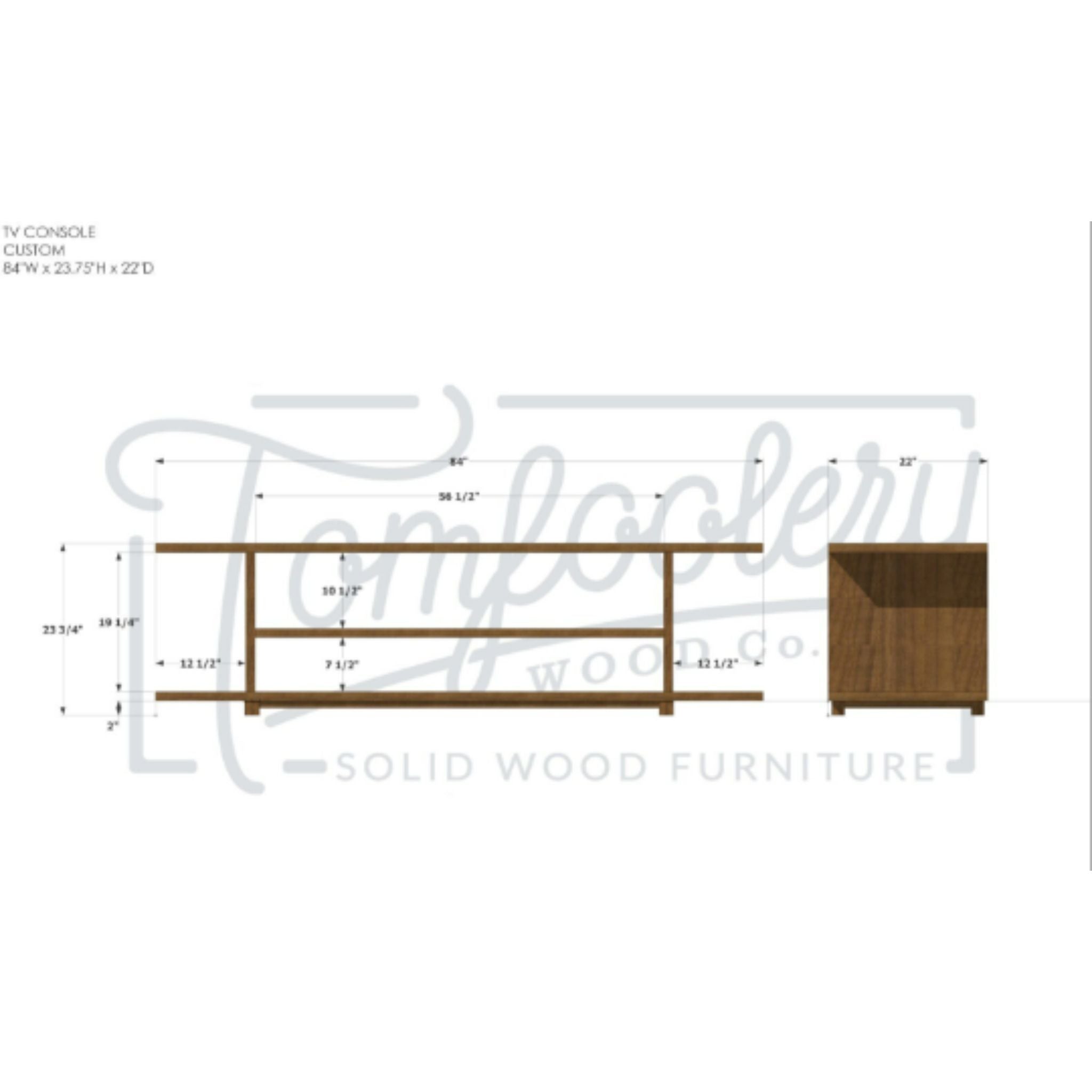 Batanian Console Table CN28 Dimensions by Tomfoolery Wood Co