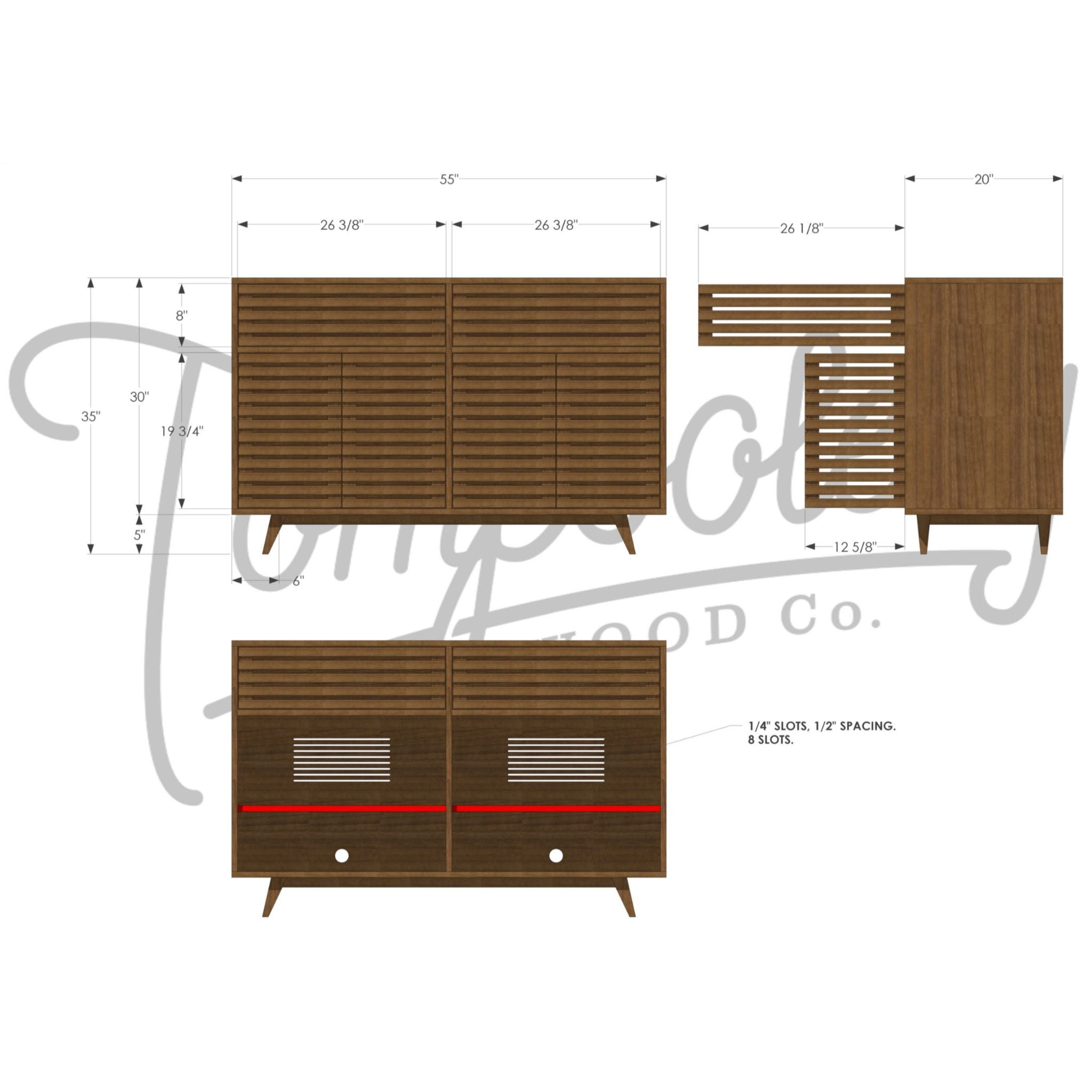 Bork Console 2.0 CN09 Dimensions by Tomfoolery Wood Co