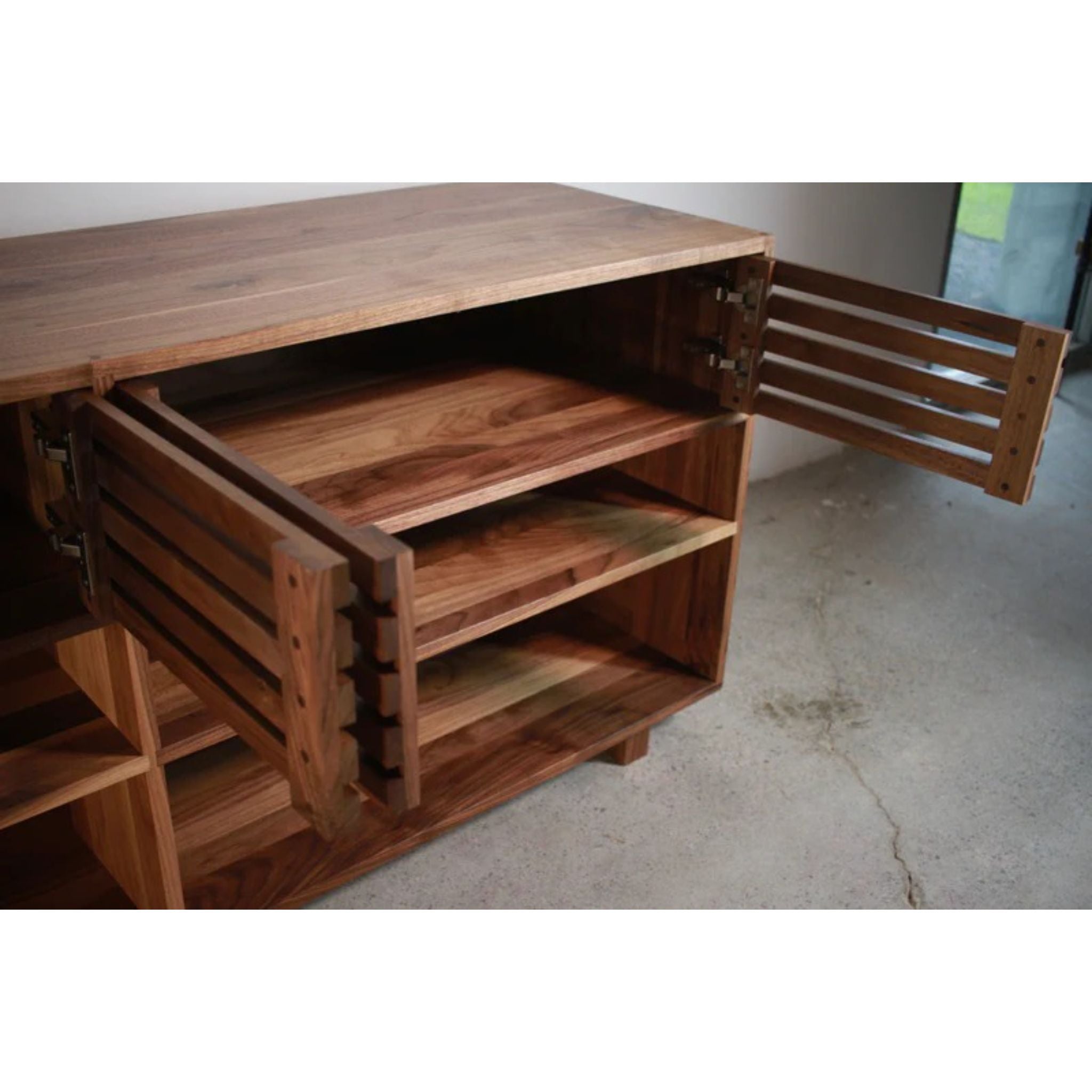 Bork Storage Console CN41 Opened Door View by Tomfoolery Wood Co