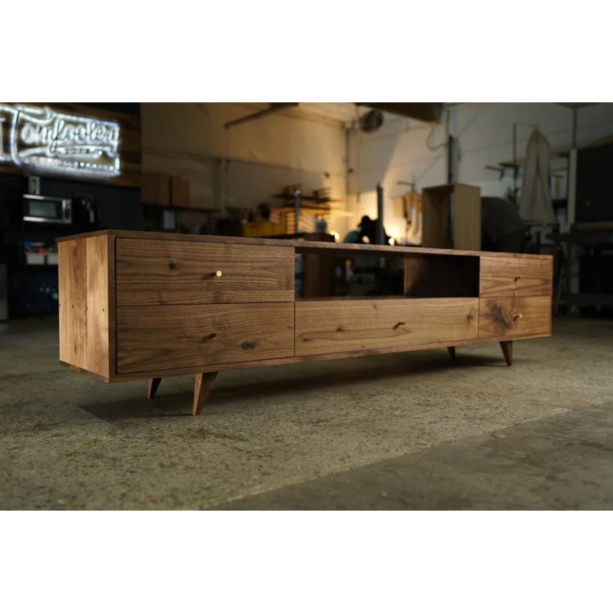 Brooklyn Console 5 Drawers CN32 Full View by Tomfoolery Wood Co