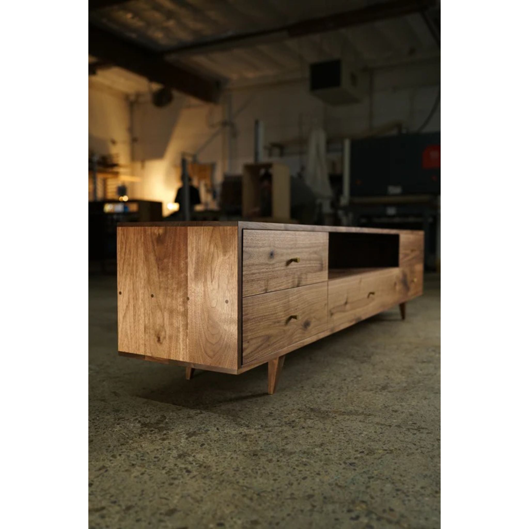 Brooklyn Console 5 Drawers CN32 Left Side View by Tomfoolery Wood Co