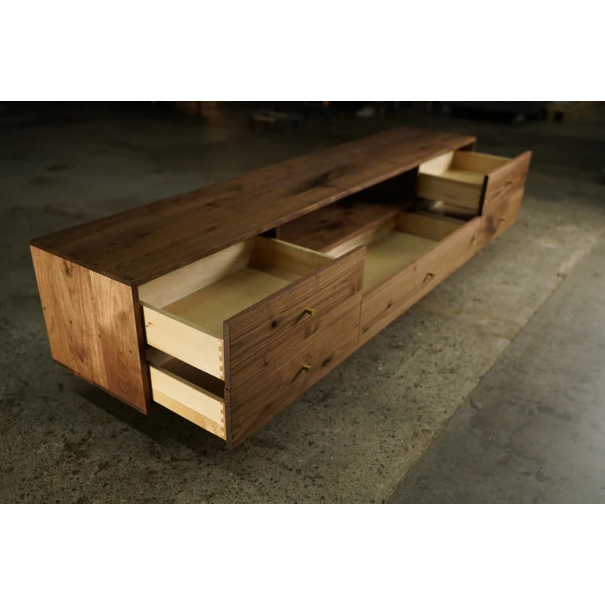 Brooklyn Console 5 Drawers CN32 Top Side Opened Drawers View by Tomfoolery Wood Co