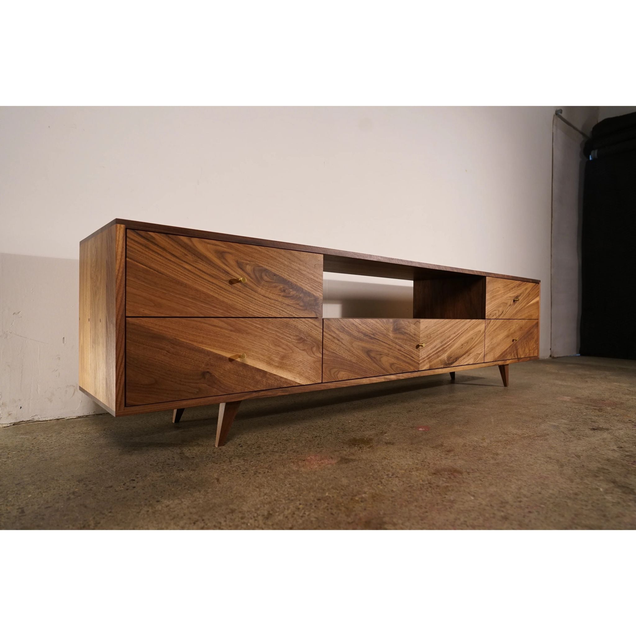 Brooklyn Console 5 Drawers v2 Left Front View by Tomfoolery Wood Co