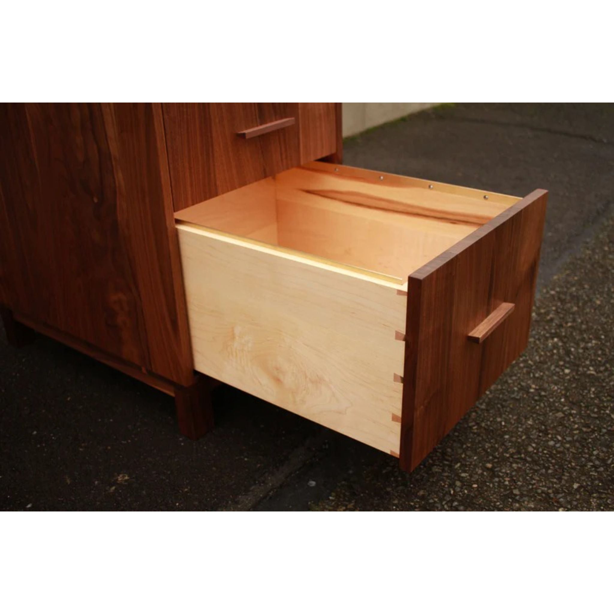 Cady Filing Cabinet CB11 Opened Drawer Closeup View by Tomfoolery Wood Co