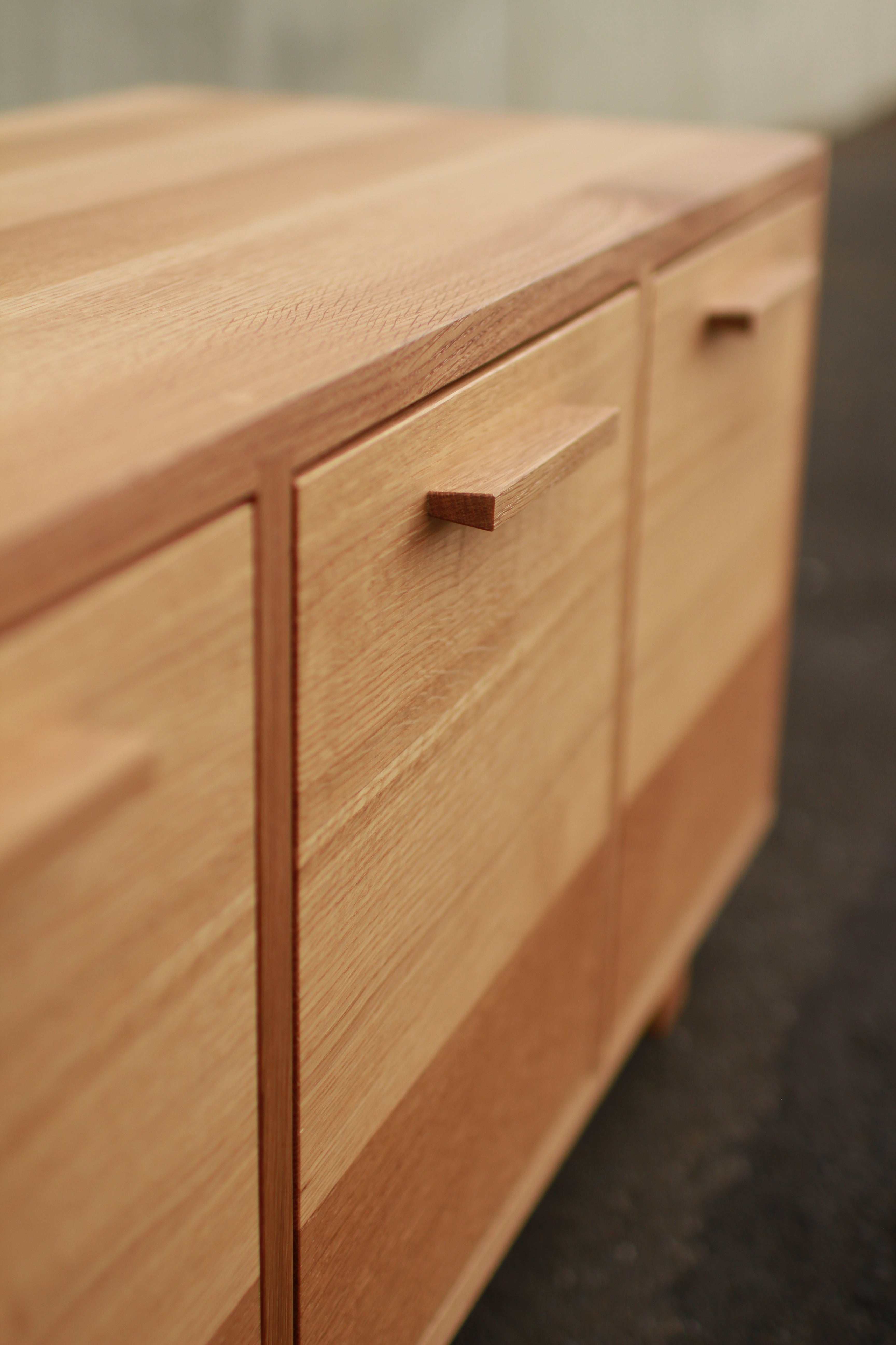 Clarkson Drawer Bench 40 W Left Side Closeup View by Tomfoolery Wood Co