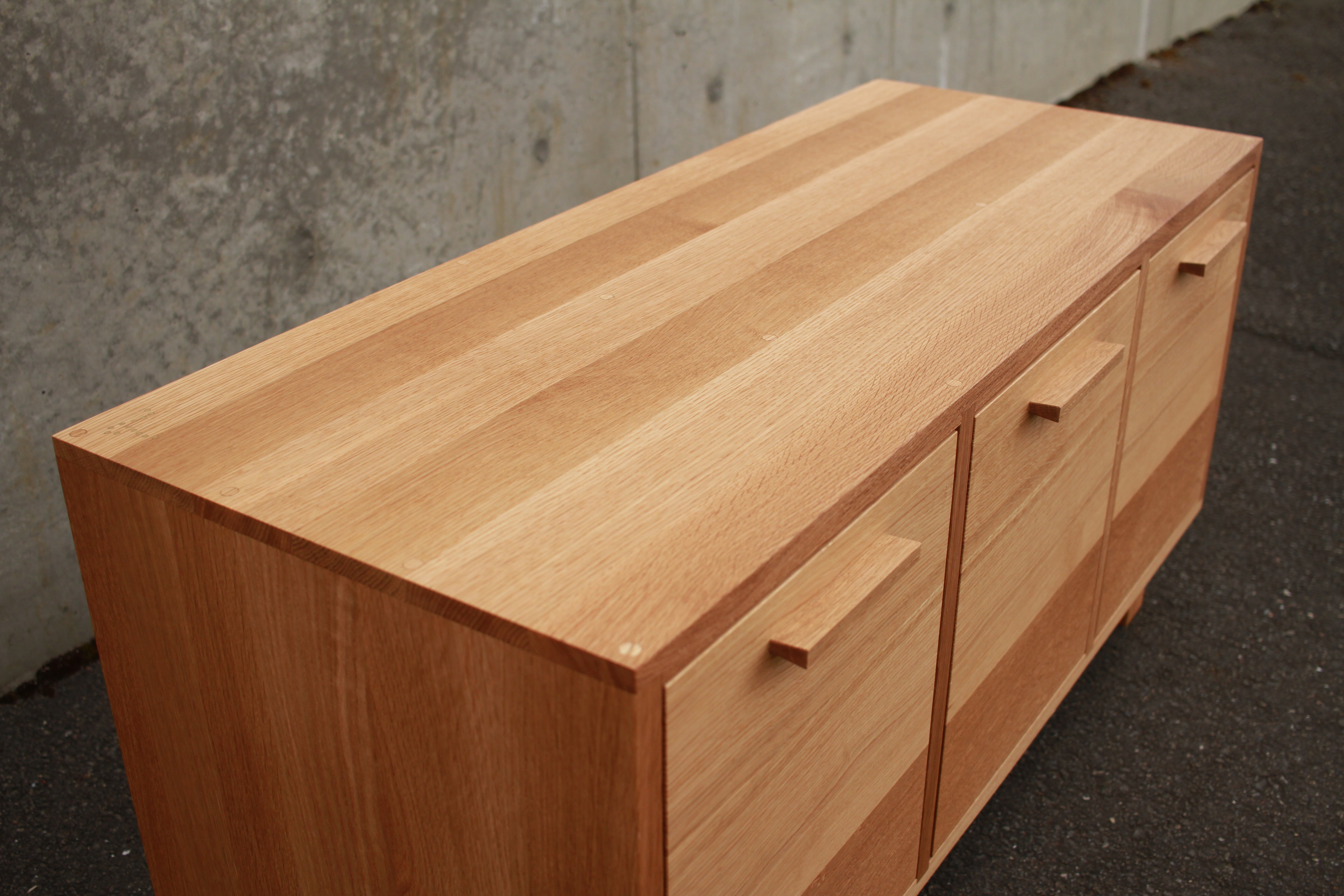 Clarkson Drawer Bench 40 W Top Left View by Tomfoolery Wood Co
