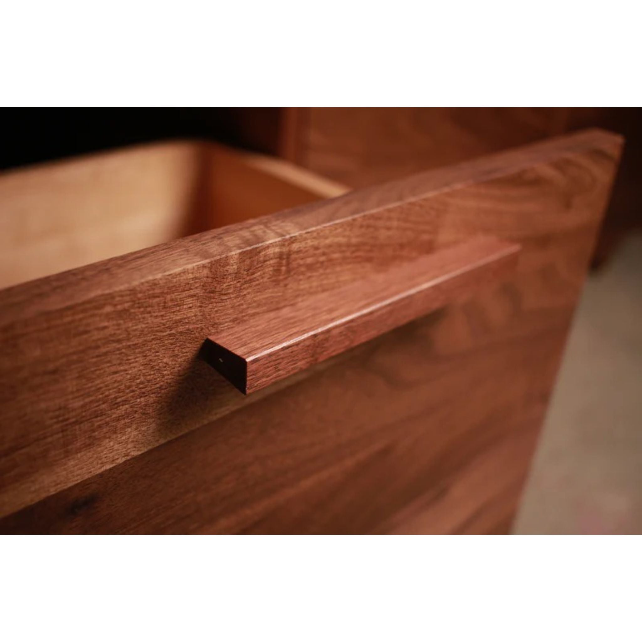 Clarkson Drawer Bench 90 W BN11 Drawer Handle Closeup View by Tomfoolery Wood Co