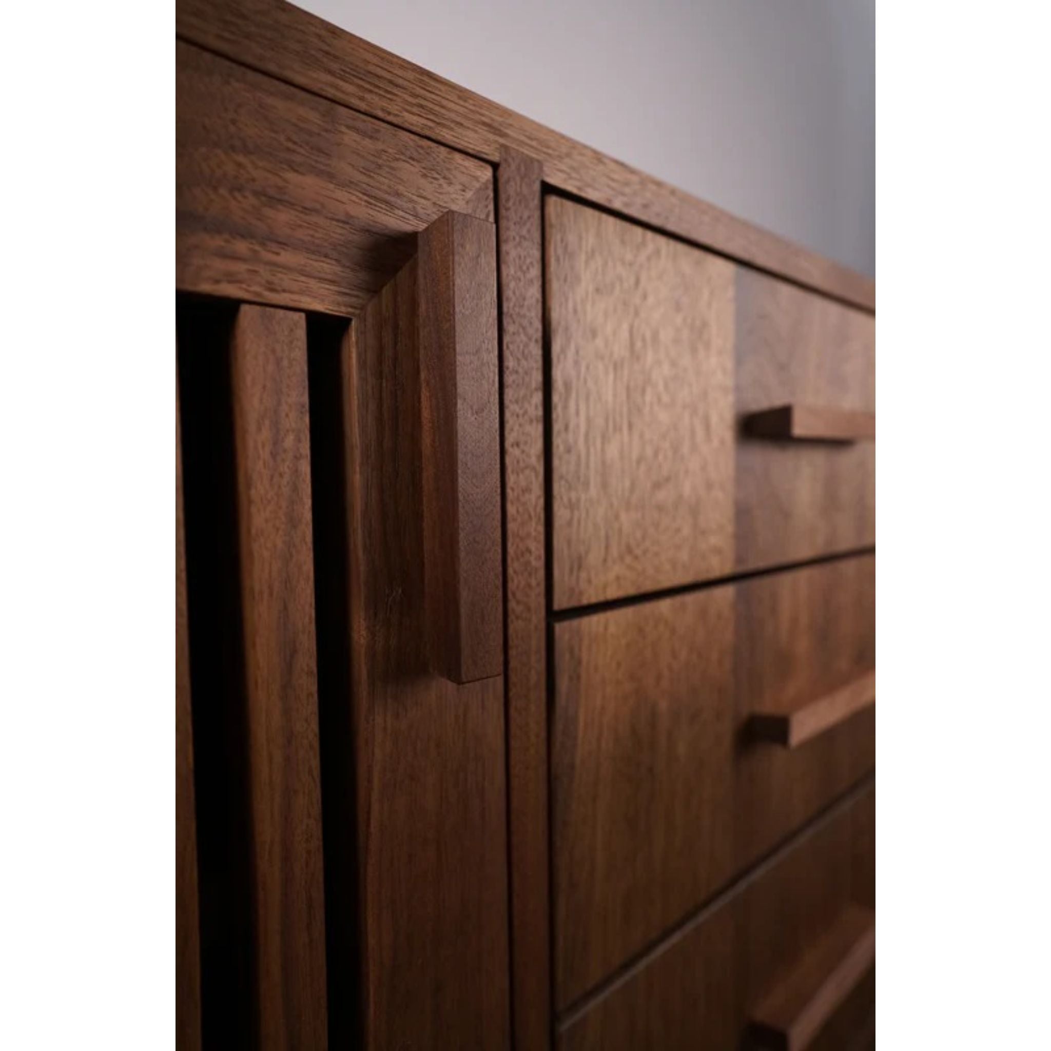 Connolly Bar Cabinet ALT1 BR12 Handle Closeup View by Tomfoolery Wood Co