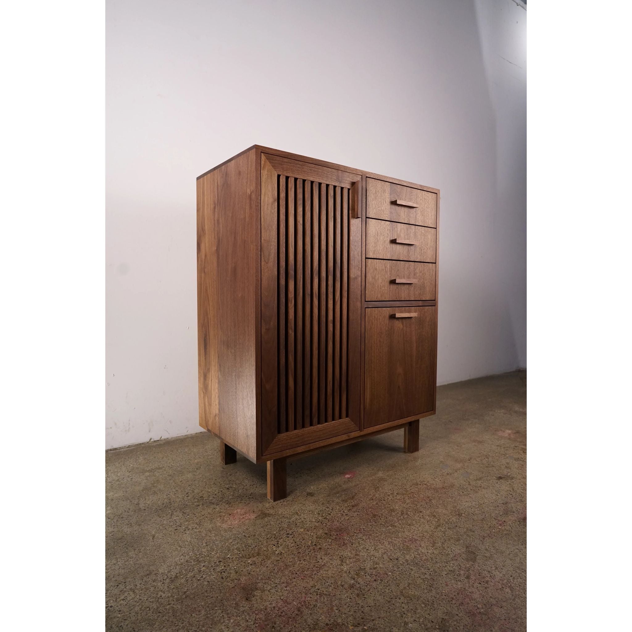 Connolly Bar Cabinet ALT1 BR12 Side View by Tomfoolery Wood Co