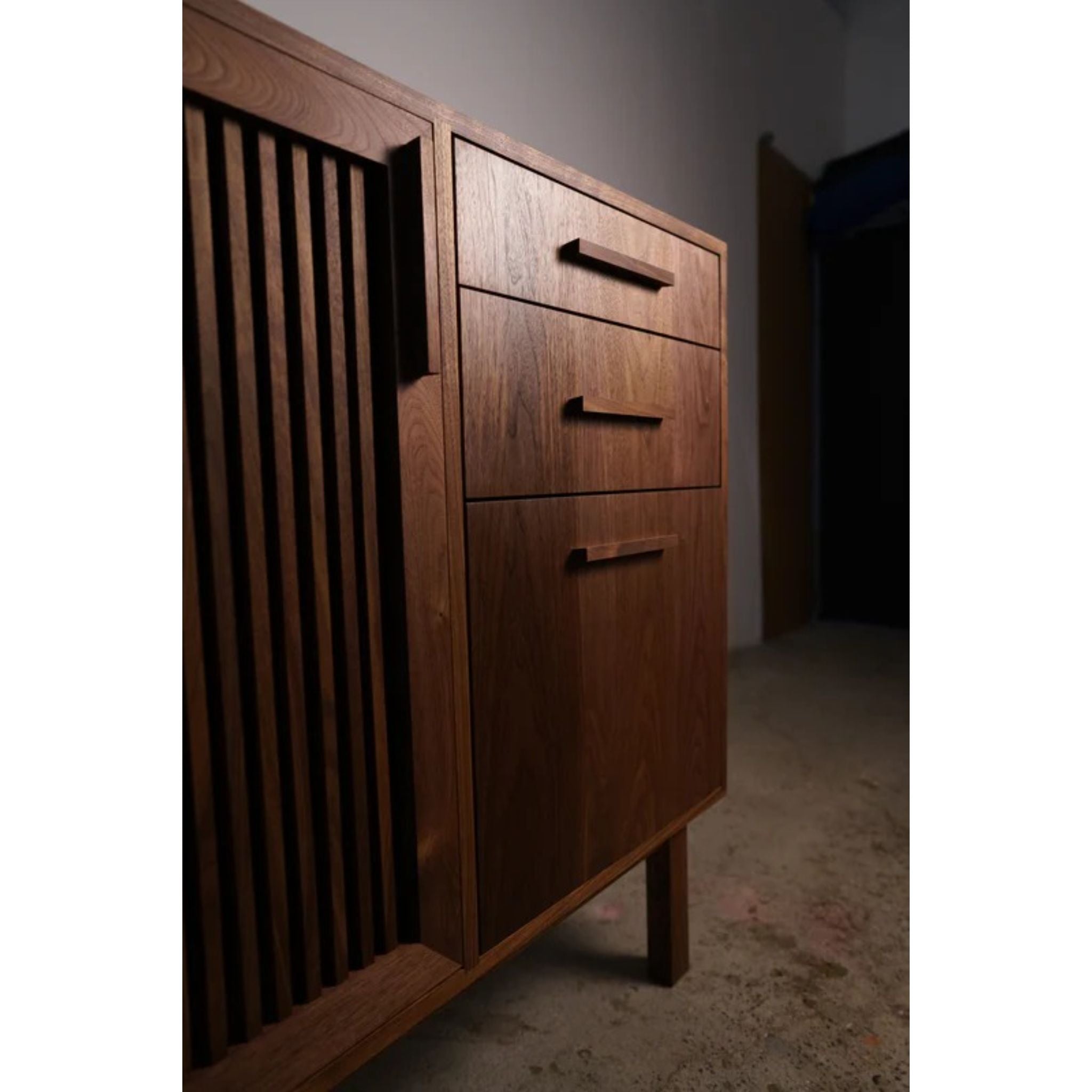 Connolly Bar Cabinet BR15 Closeup View by Tomfoolery Wood Co