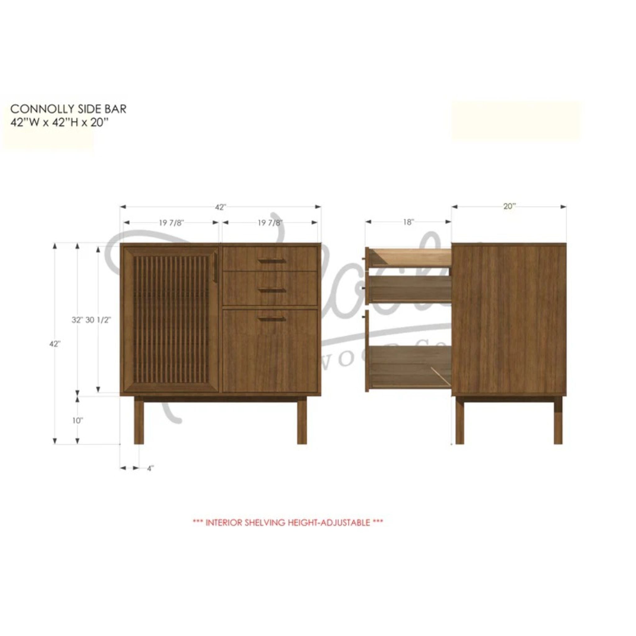 Connolly Bar Cabinet BR15 Dimensions by Tomfoolery Wood Co