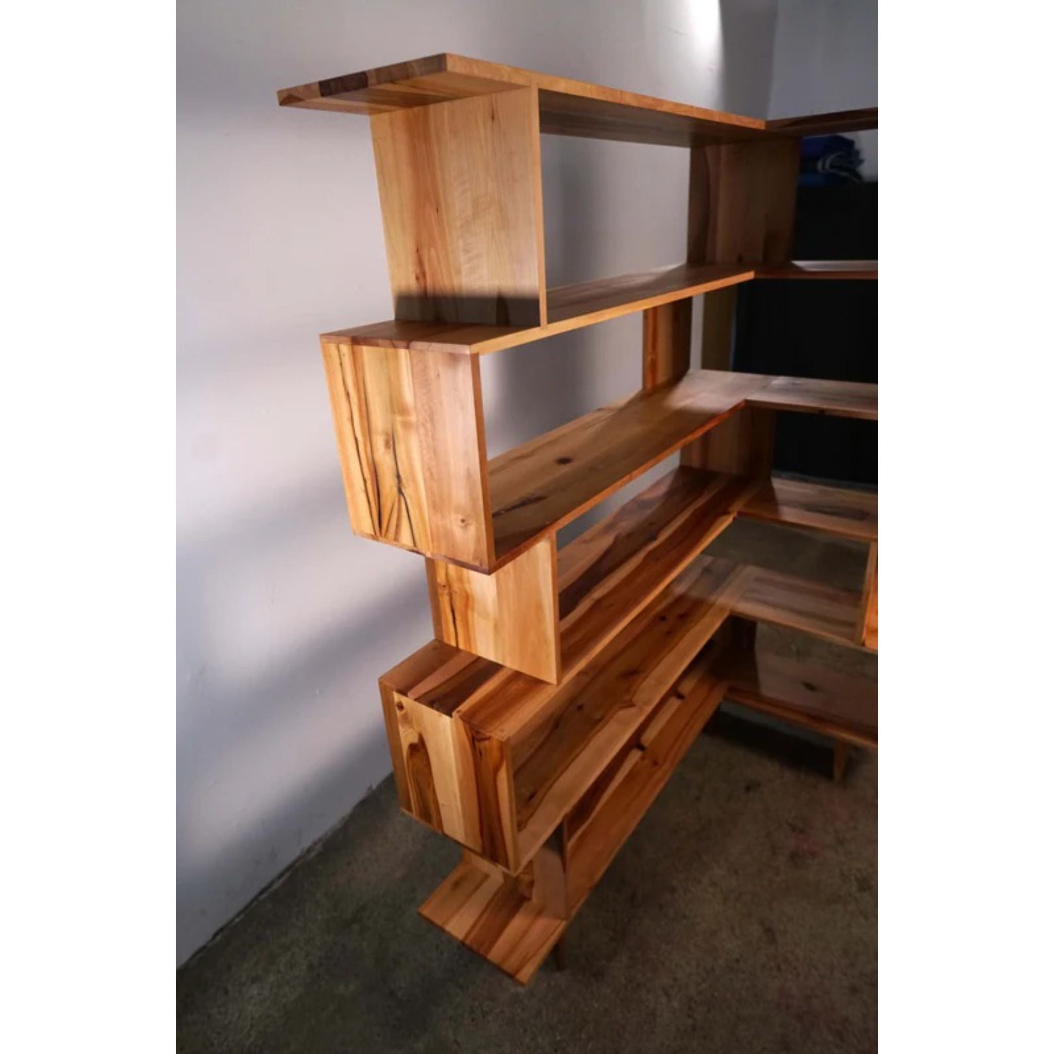 Corner Offstack Bookcase BC33 Left Side Closeup View by Tomfoolery Wood Co