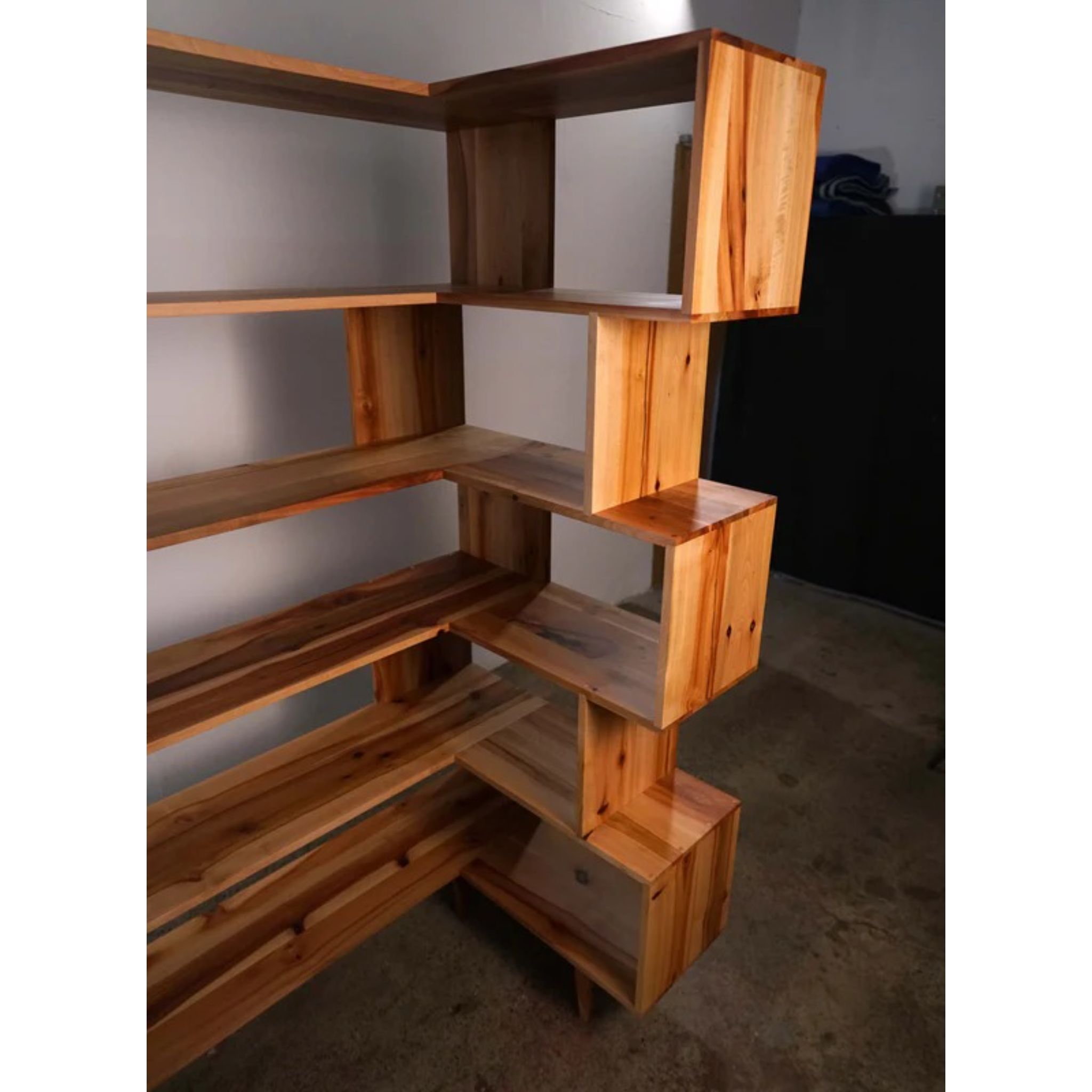 Corner Offstack Bookcase BC33 Right Side View by Tomfoolery Wood Co