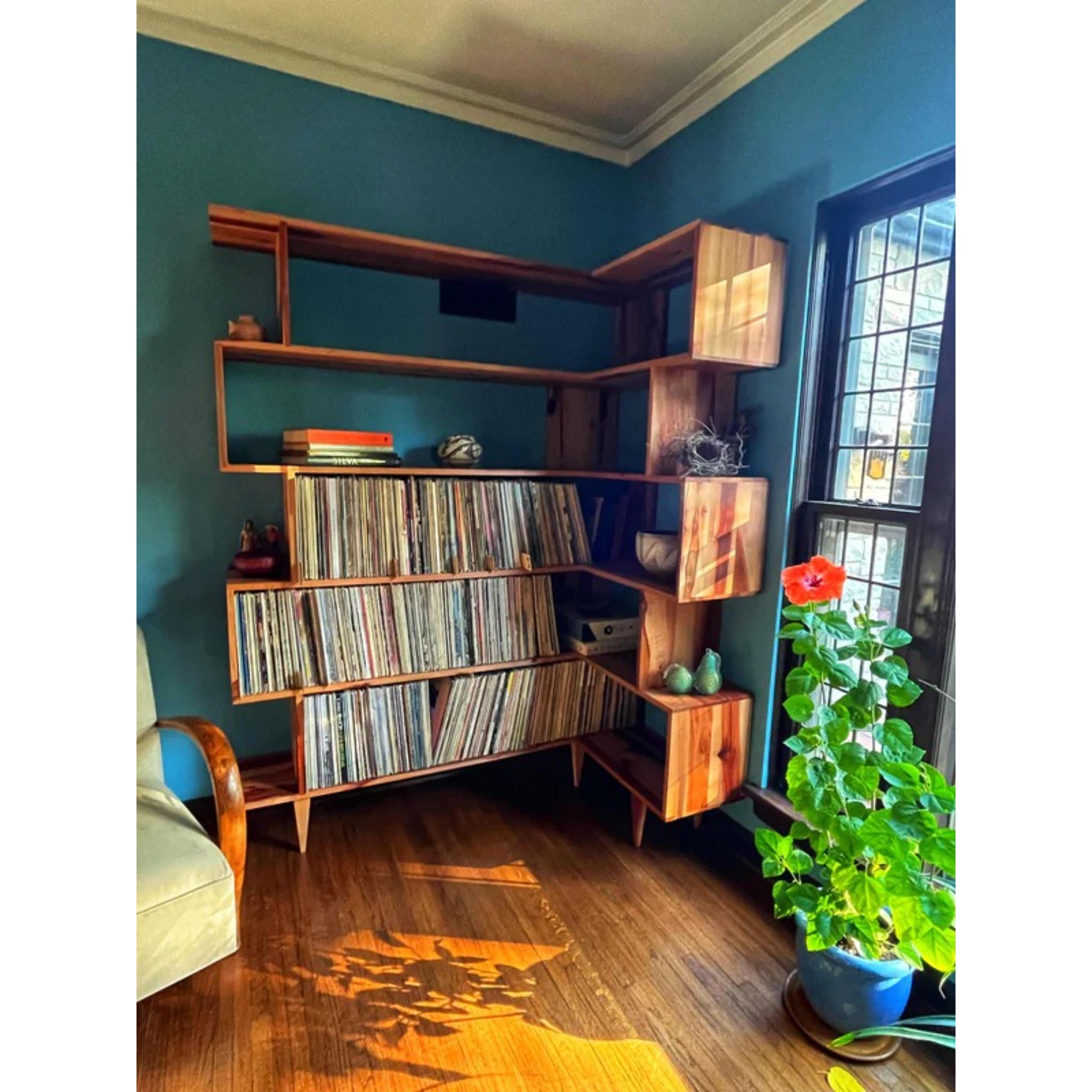 Corner Offstack Bookcase BC33 Room View by Tomfoolery Wood Co