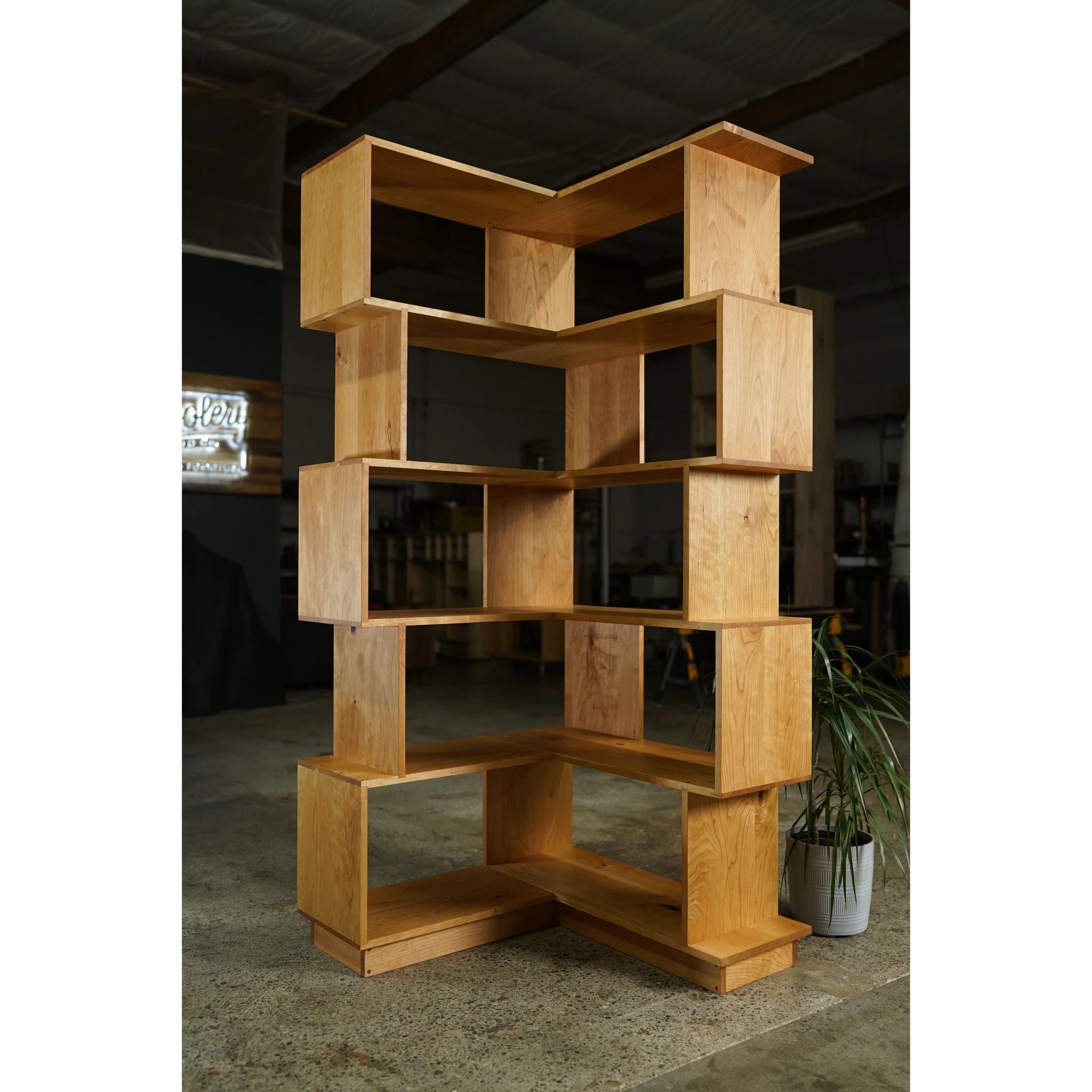 Corner Offstack Bookcase Balanced BC10 Front View by Tomfoolery Wood Co