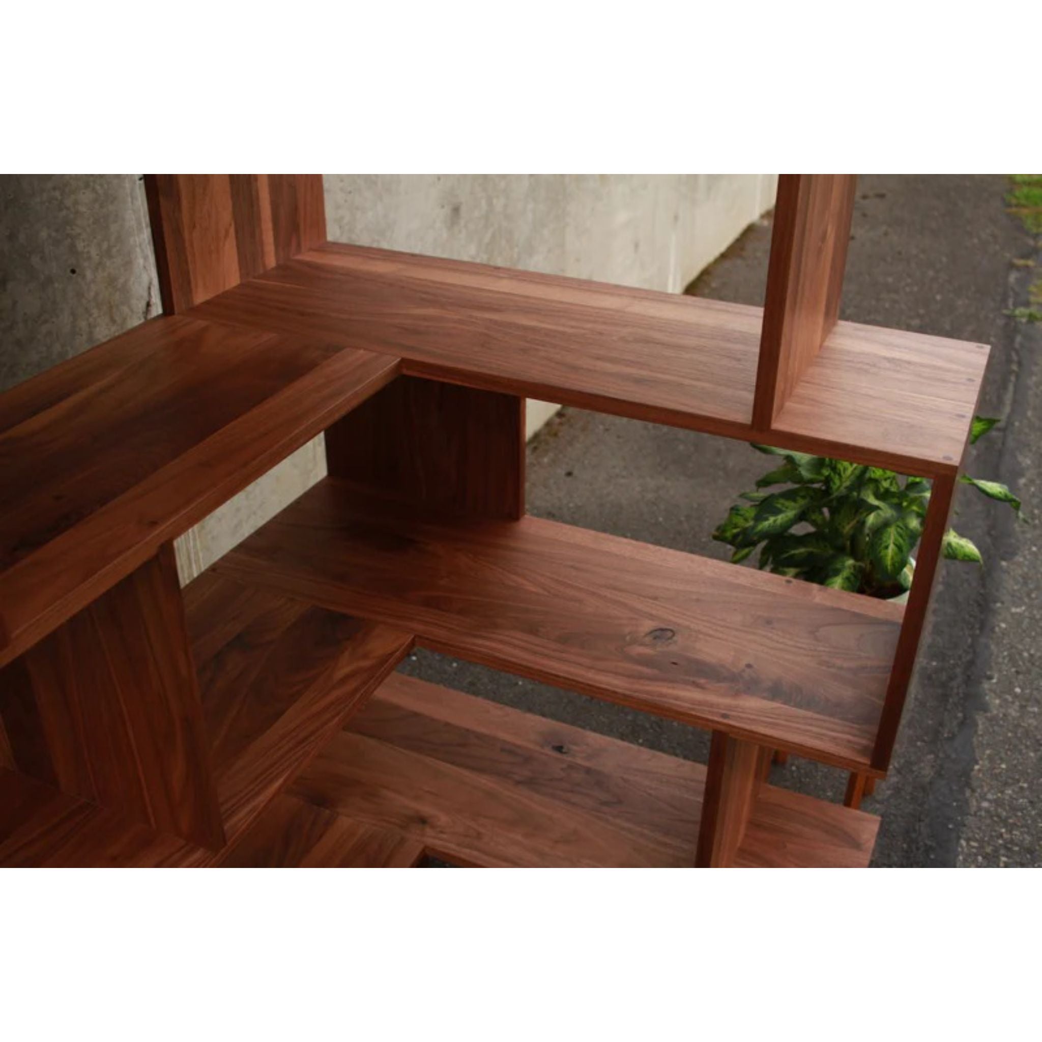 Corner Offstack Bookcase Balanced BC10 Side View by Tomfoolery Wood Co