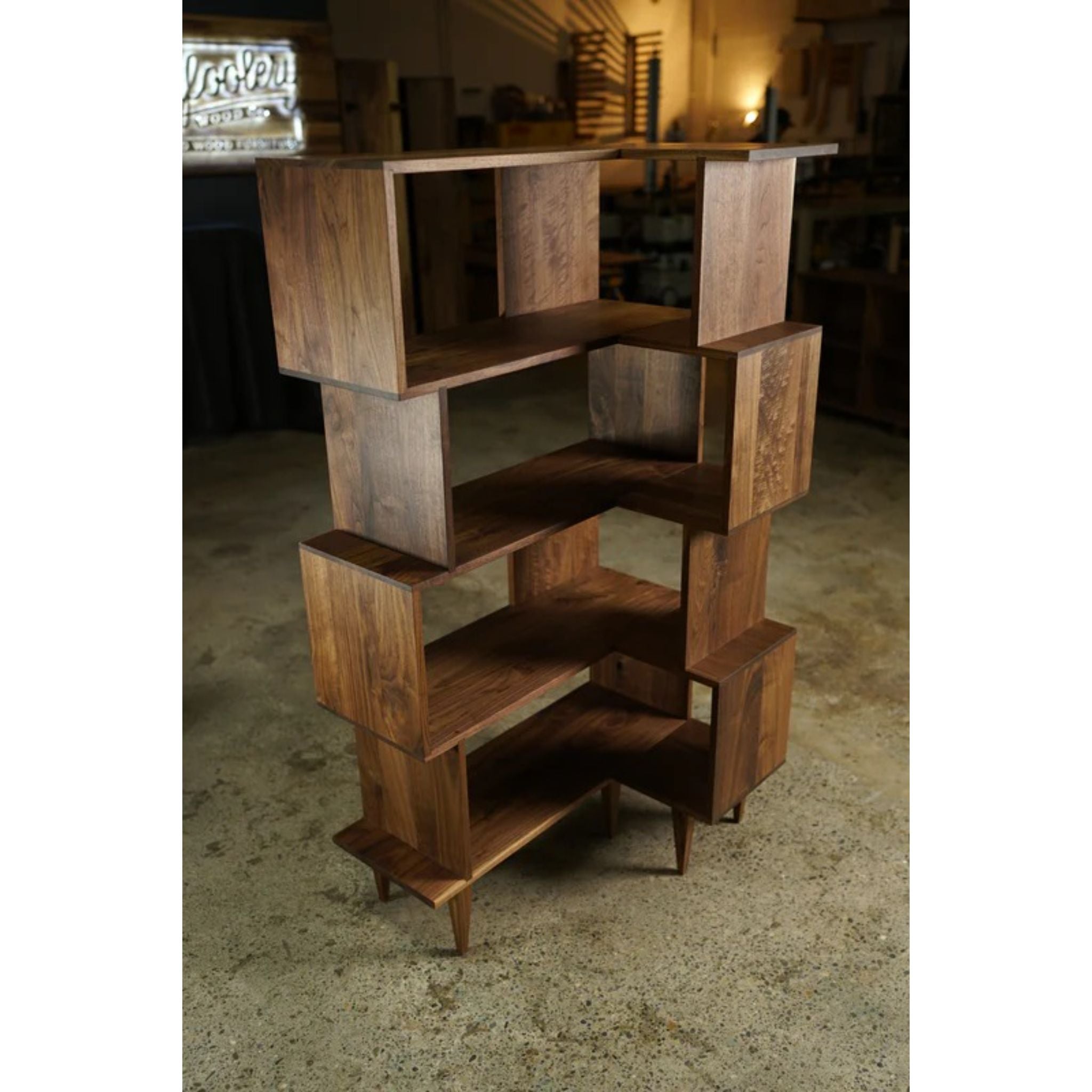 Corner Offstack Bookcase Narrow BC09 Full Front View by Tomfoolery Wood Co