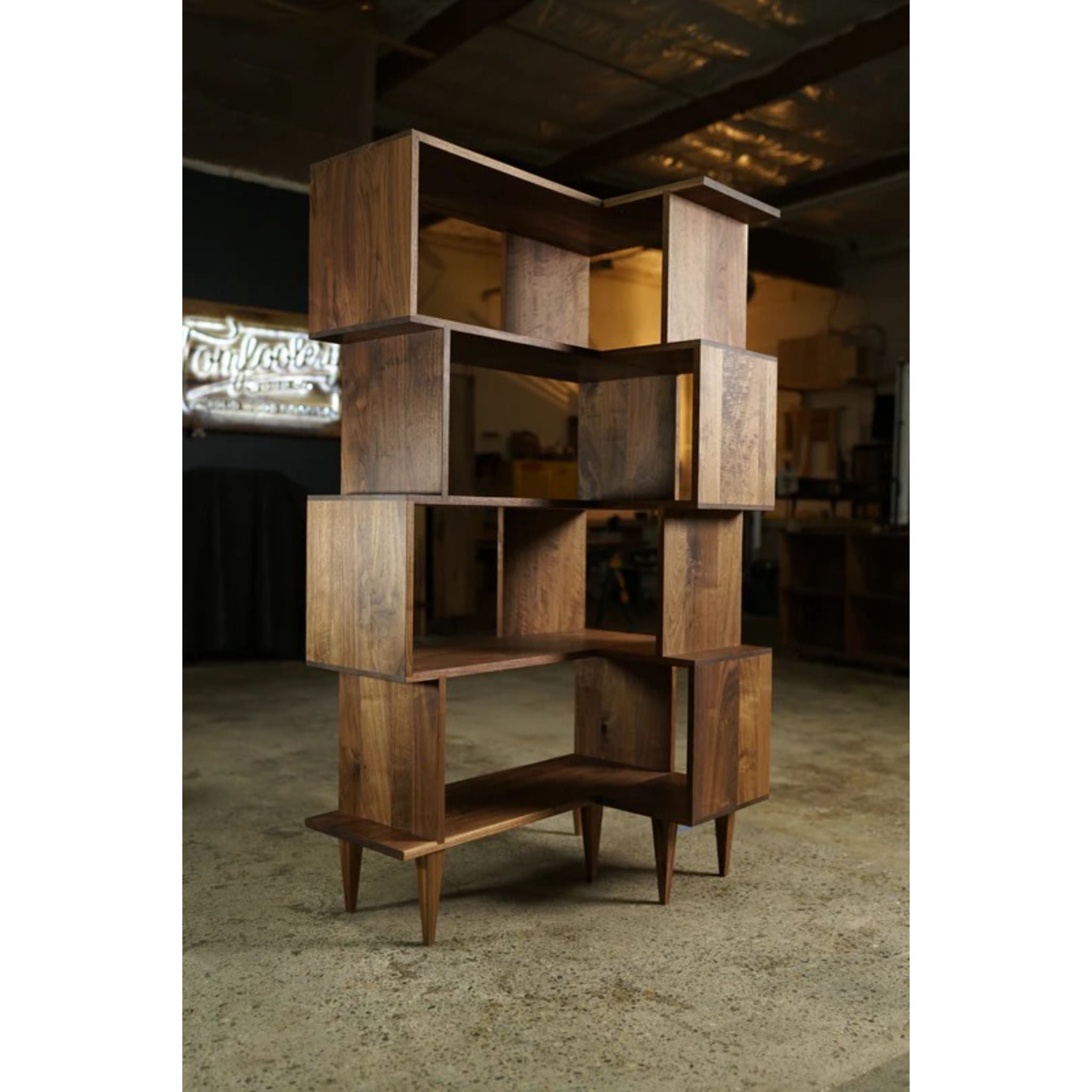 Corner Offstack Bookcase Narrow BC09 Full View by Tomfoolery Wood Co