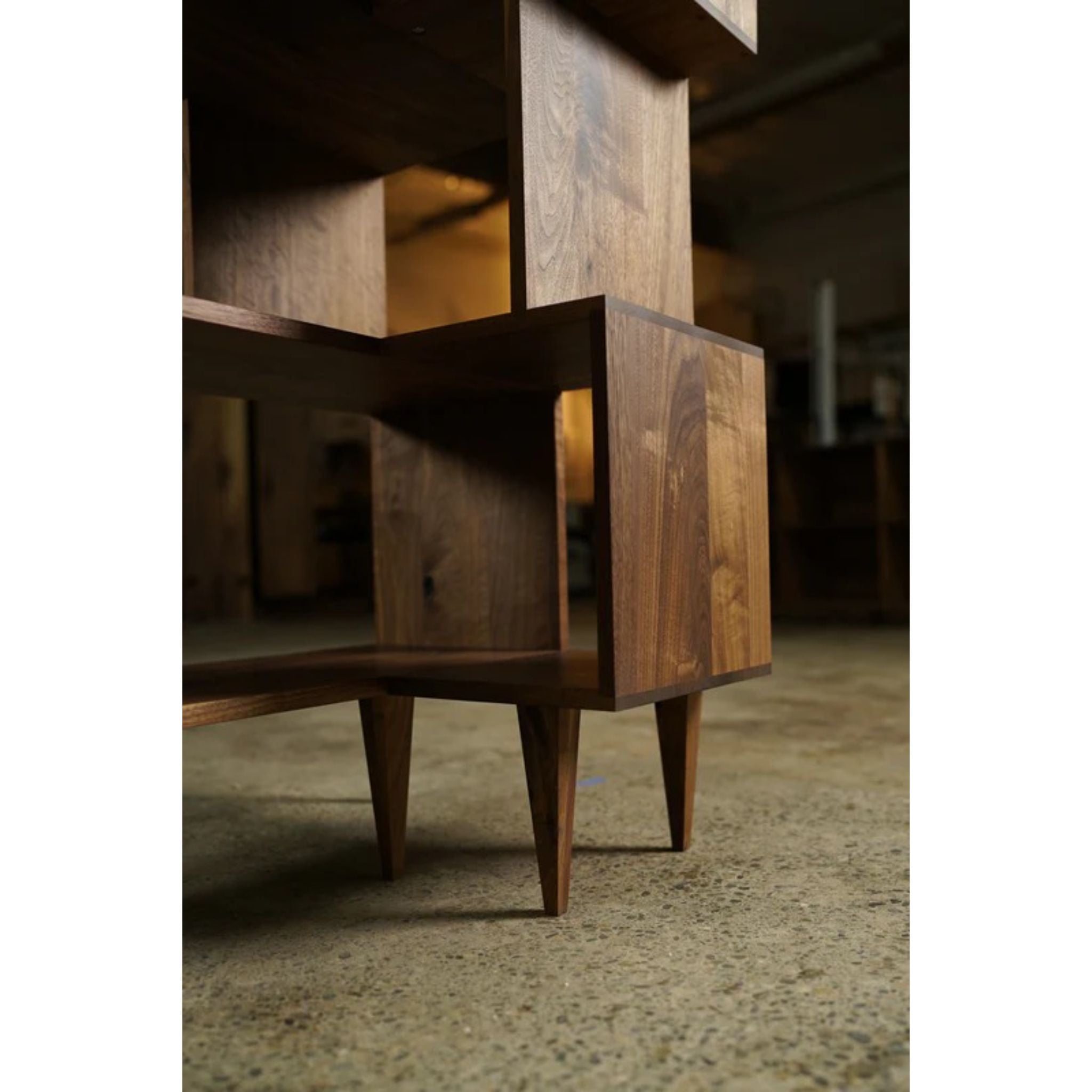 Corner Offstack Bookcase Narrow BC09 Right Side Bottom View by Tomfoolery Wood Co