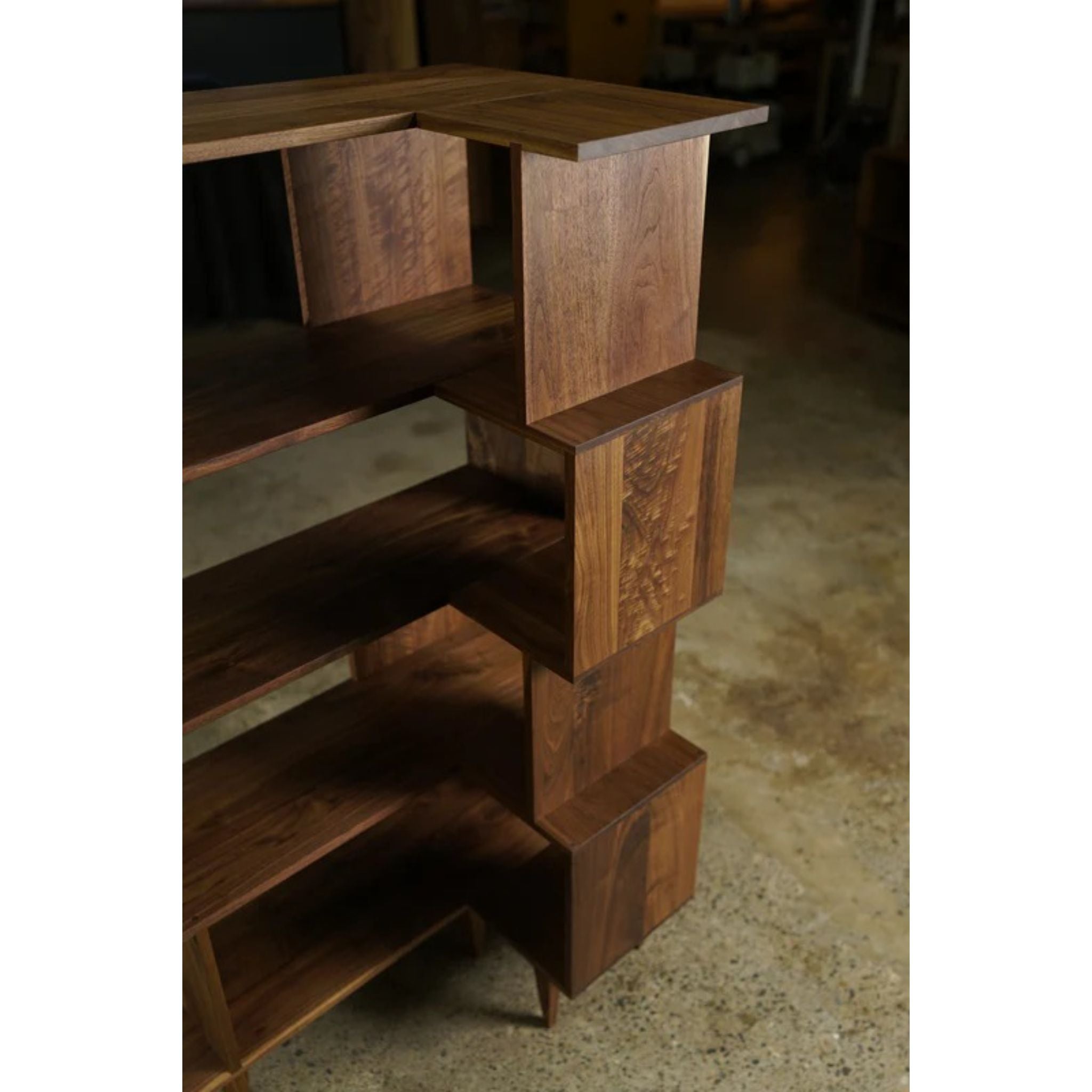 Corner Offstack Bookcase Narrow BC09 Right Side View by Tomfoolery Wood Co