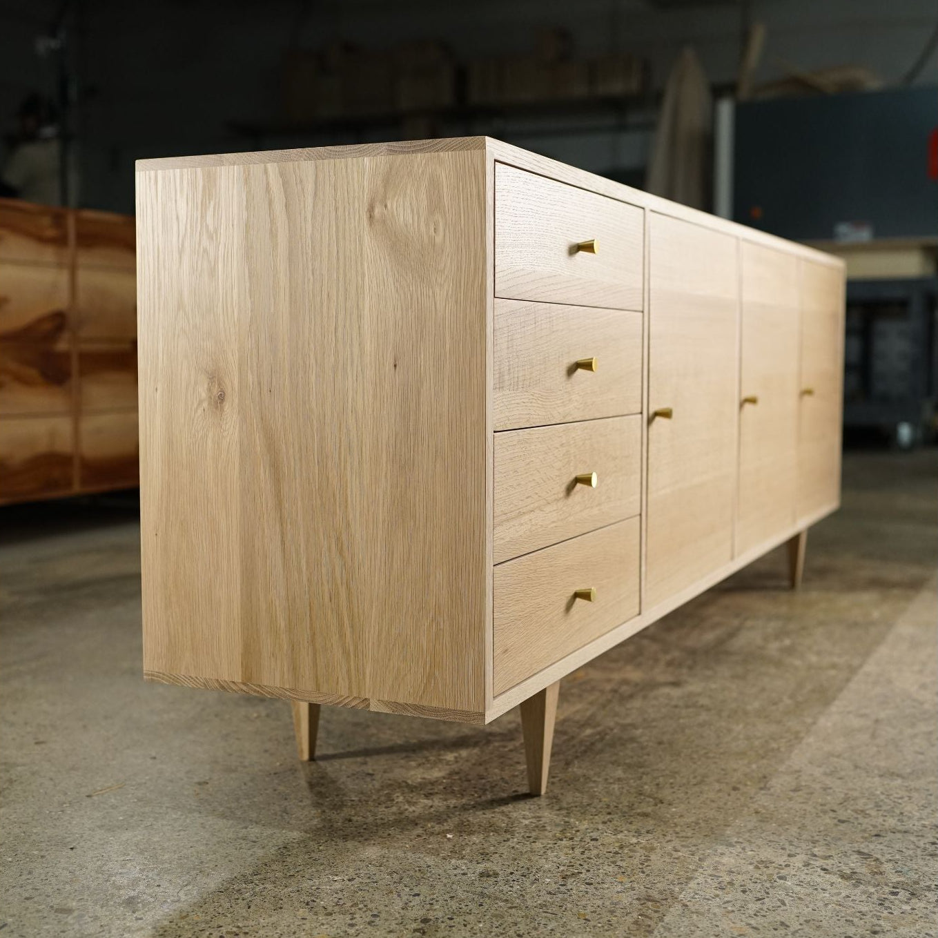 Danish Modern Console - 4 Drawer (Left) - Wood Storage