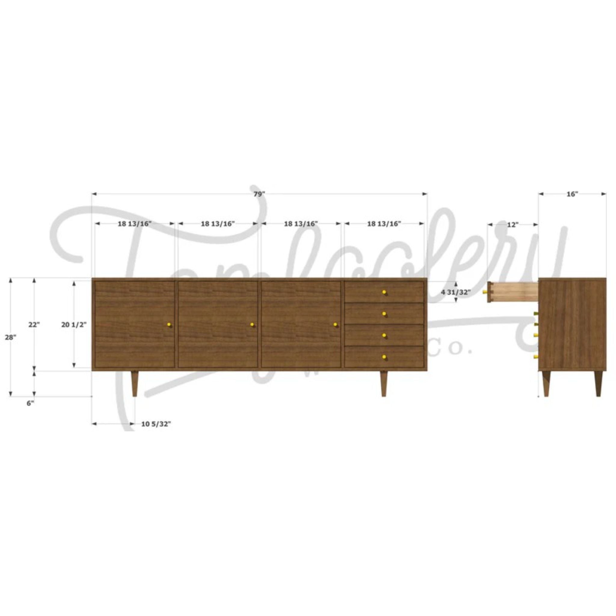Danish Modern Console CN34 Full Dimensions by Tomfoolery Wood Co