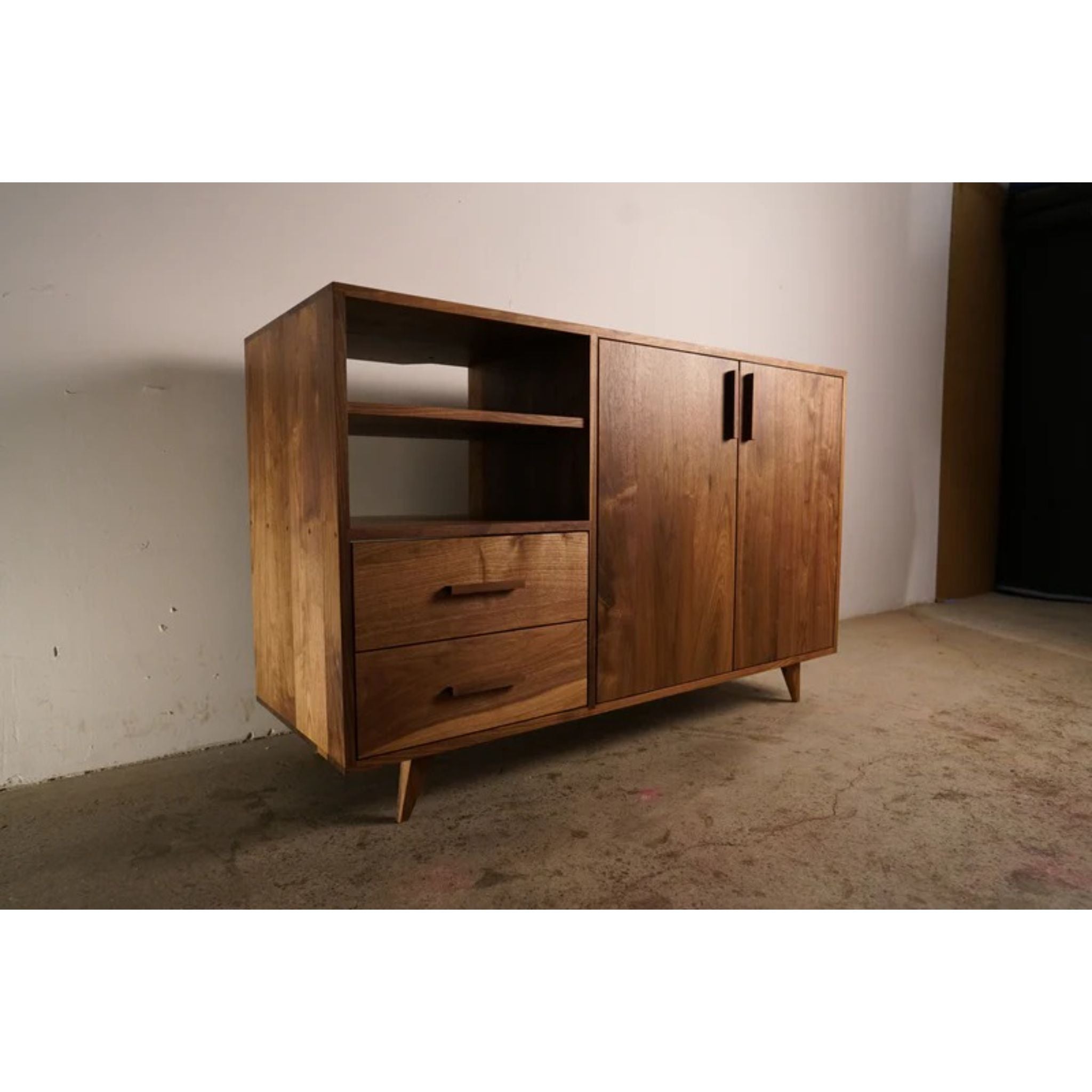 Davids Media Console 55 W CN39 Full View by Tomfoolery Wood Co