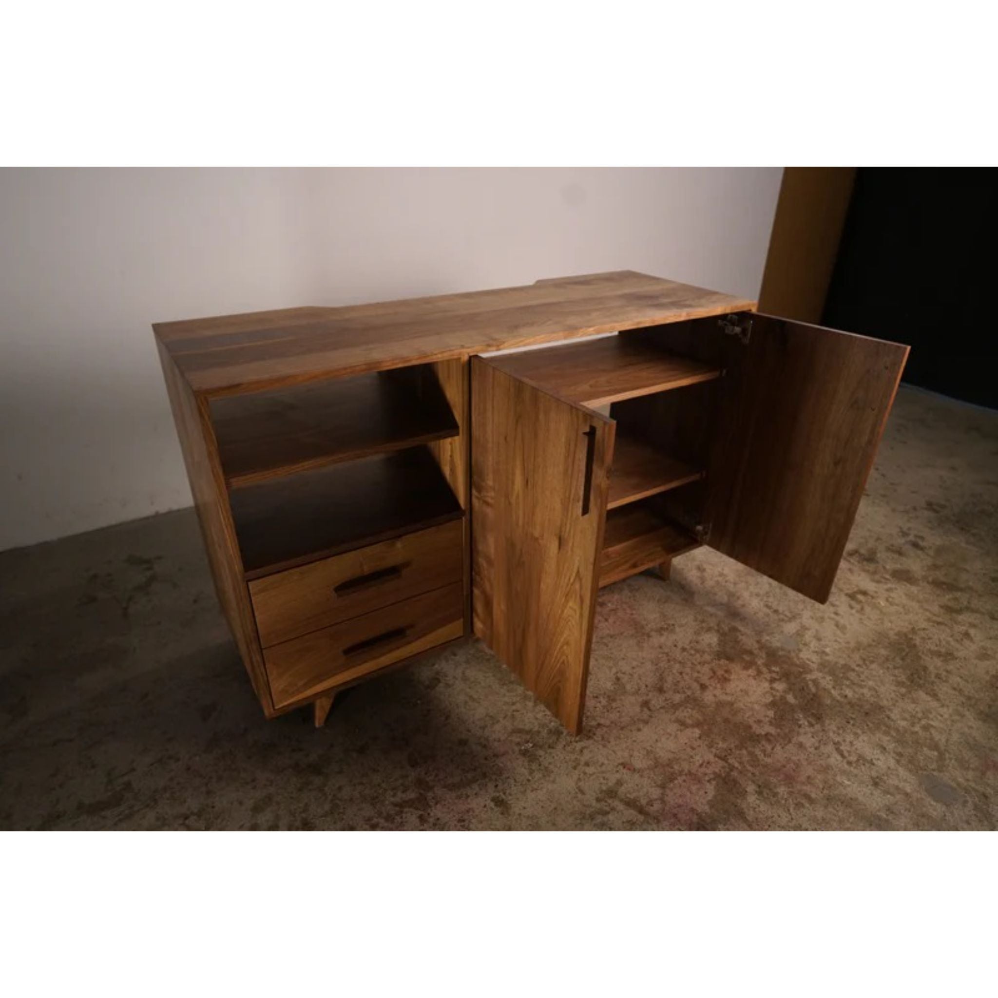 Davids Media Console 55 W CN39 Opened Doors View by Tomfoolery Wood Co