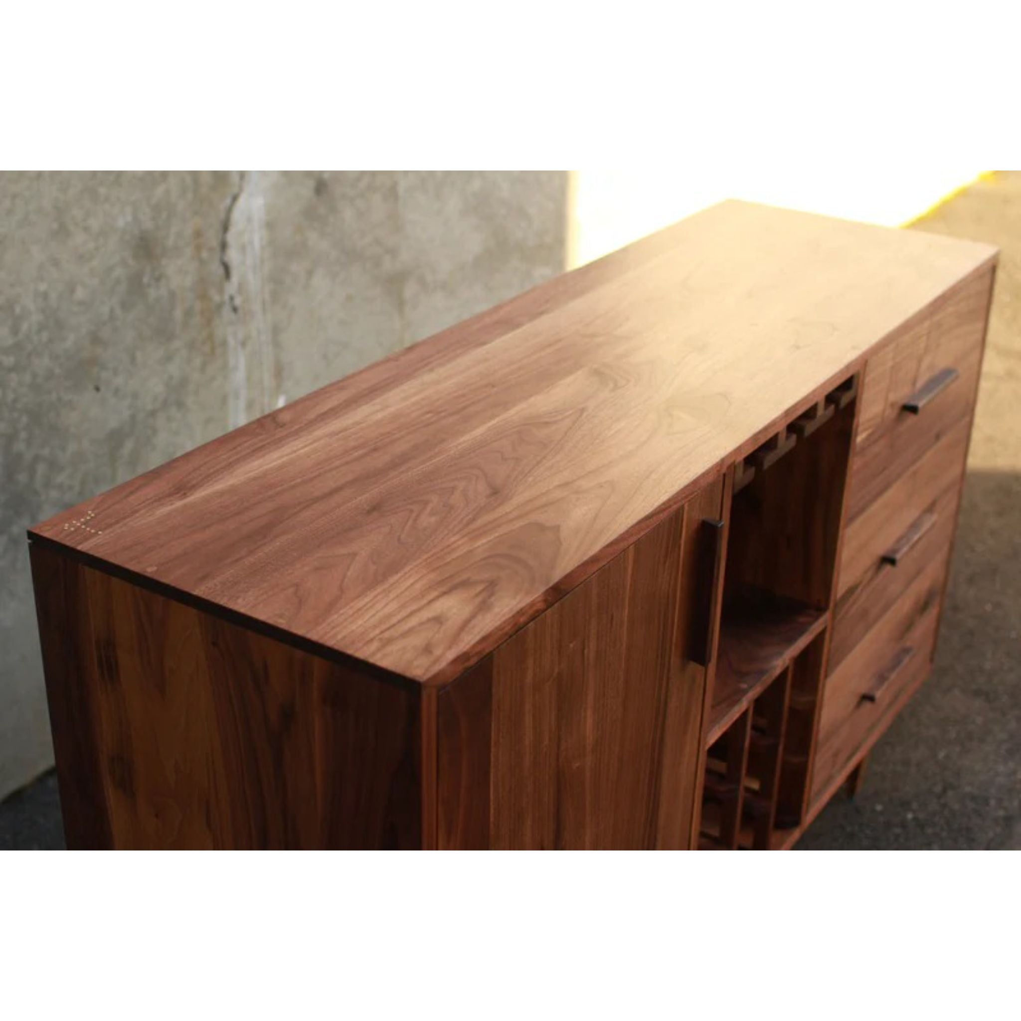 Davis Wine Bar BR09 Top Side View by Tomfoolery Wood Co