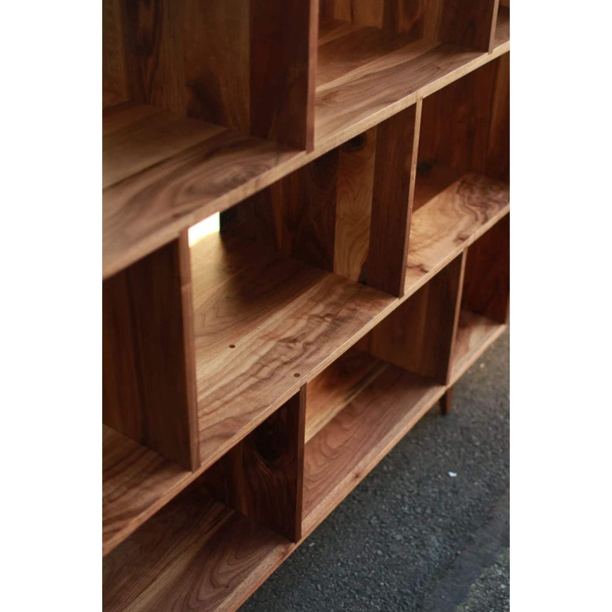 DeBoer Vinyl Console CN95 Shelf Closeup View by Tomfoolery Wood Co