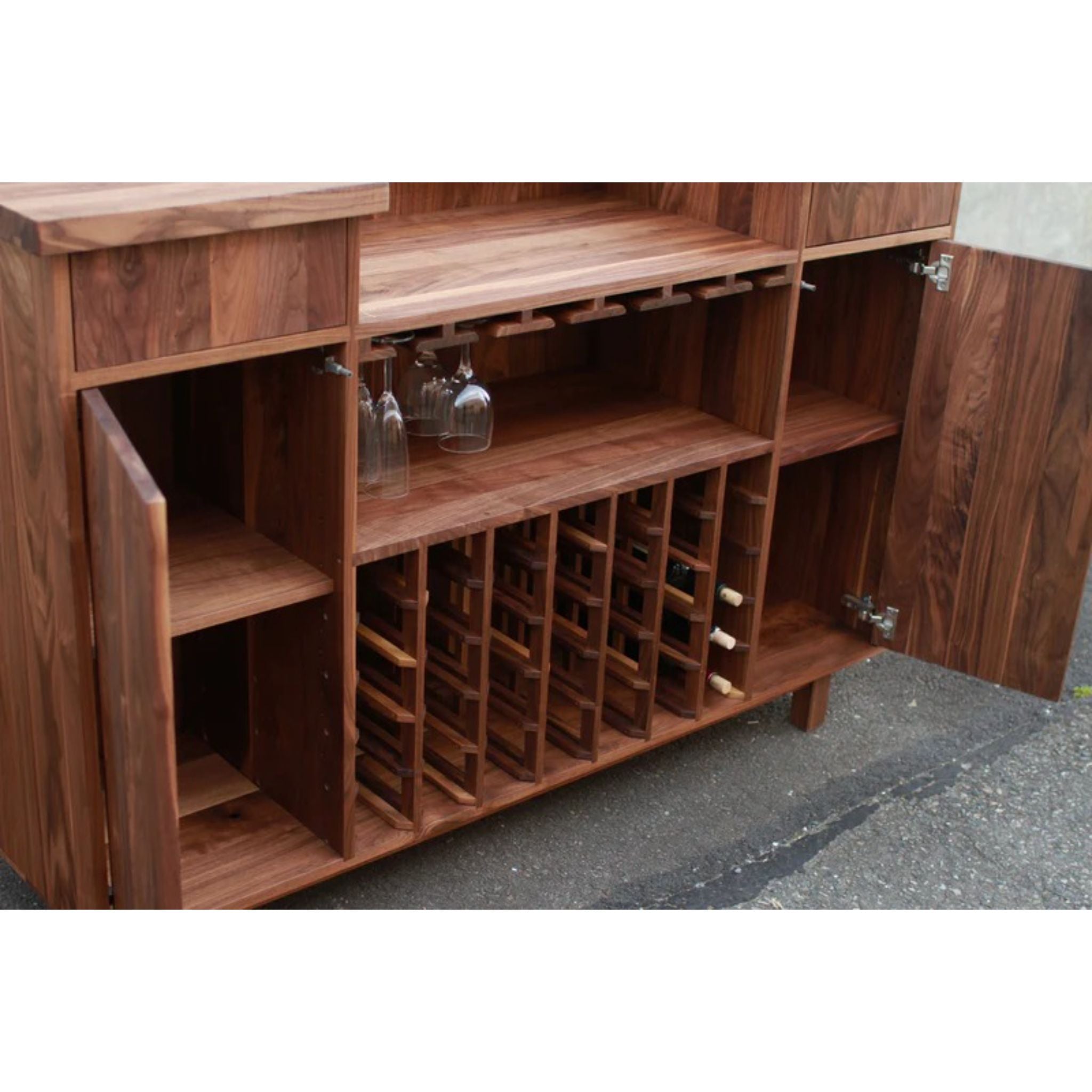 Dellinger Wine Bar BR08 Opened Doors View by Tomfoolery Wood Co