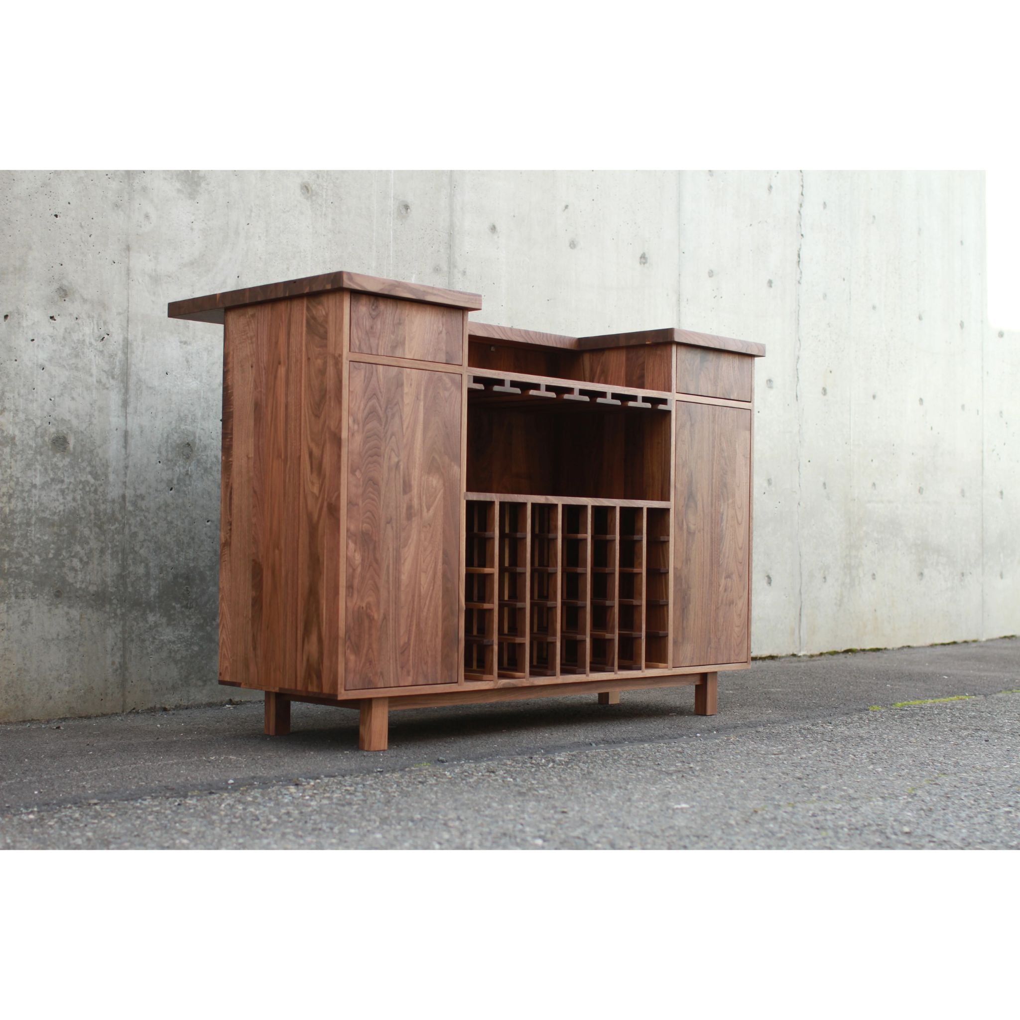 Dellinger Wine Bar BR08 Side Front View by Tomfoolery Wood Co
