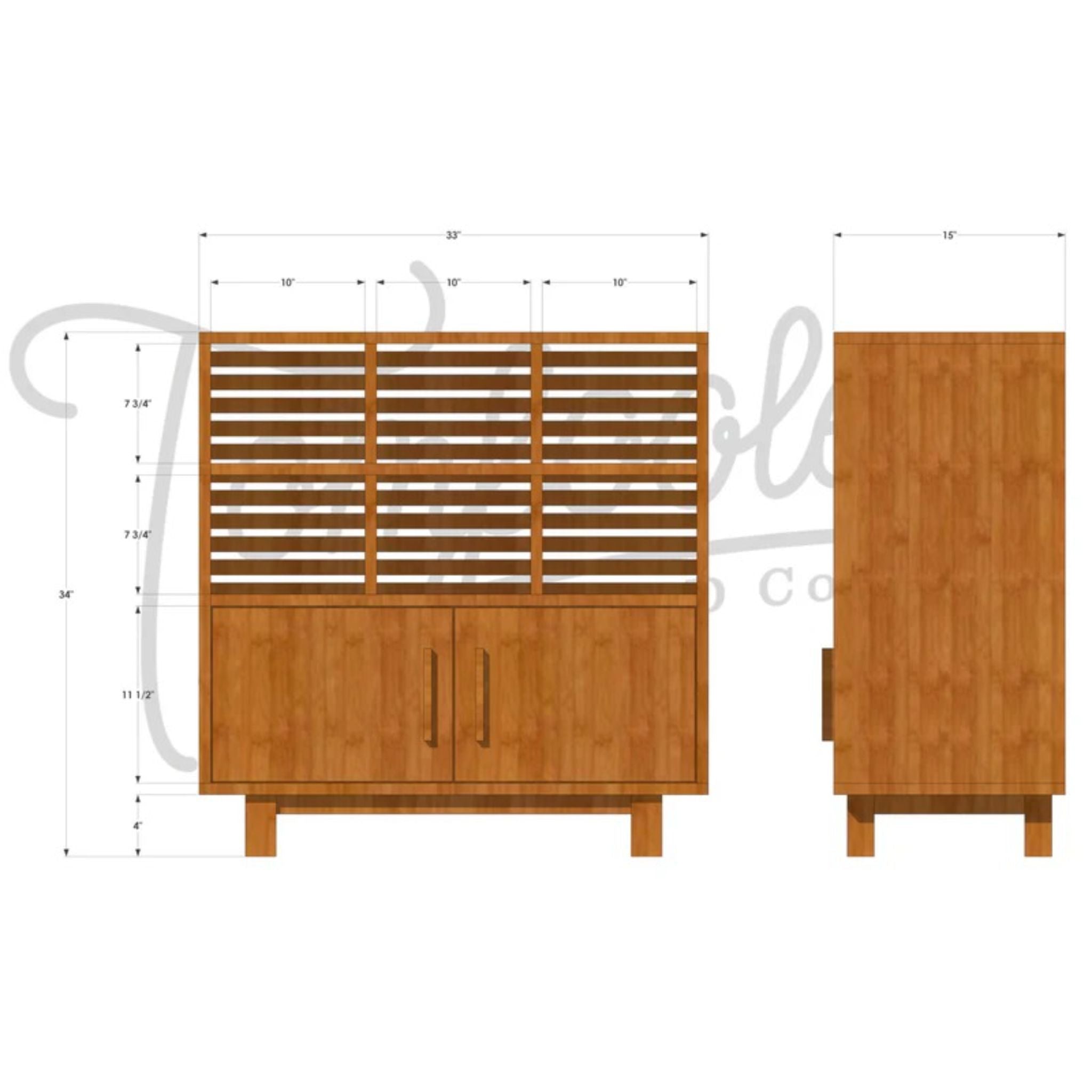 Display Cabinet CB05 Dimensions by Tomfoolery Wood Co