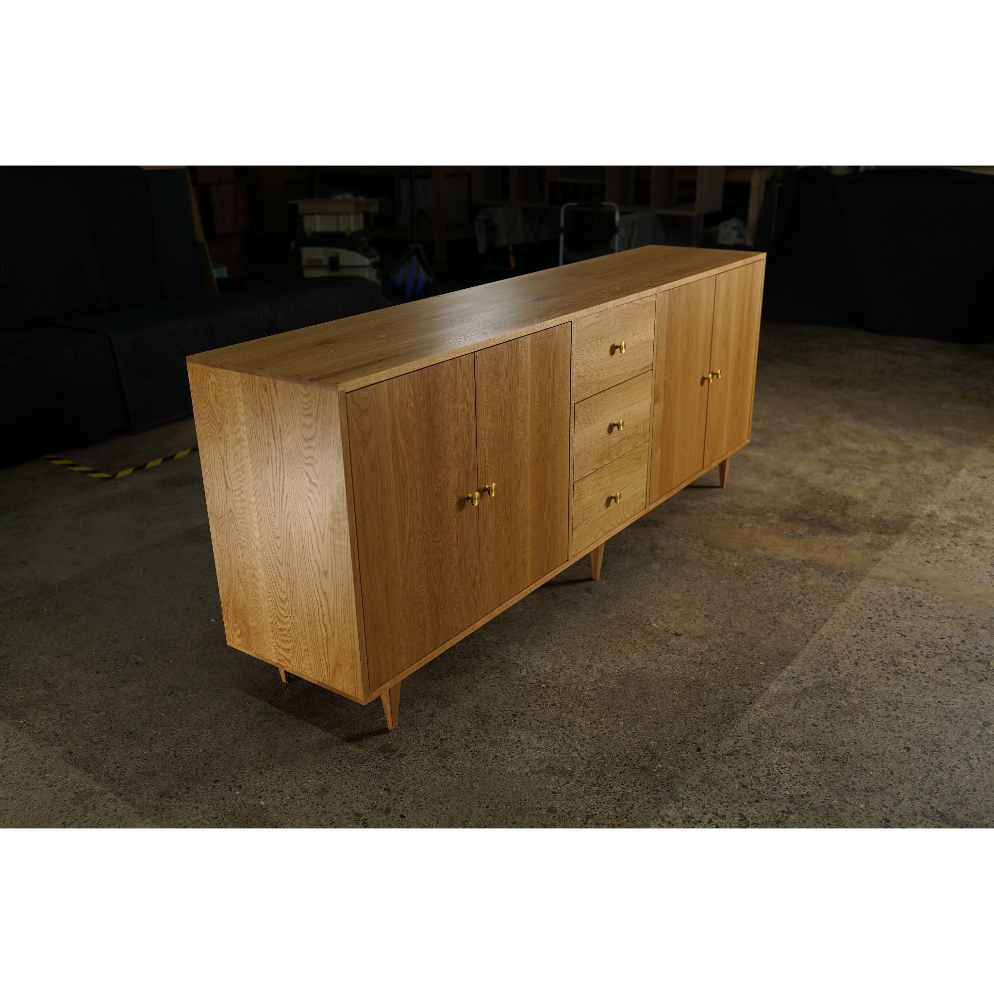 Elwell Buffet 3 Drawer CN14 Left Side View by Tomfoolery Wood Co