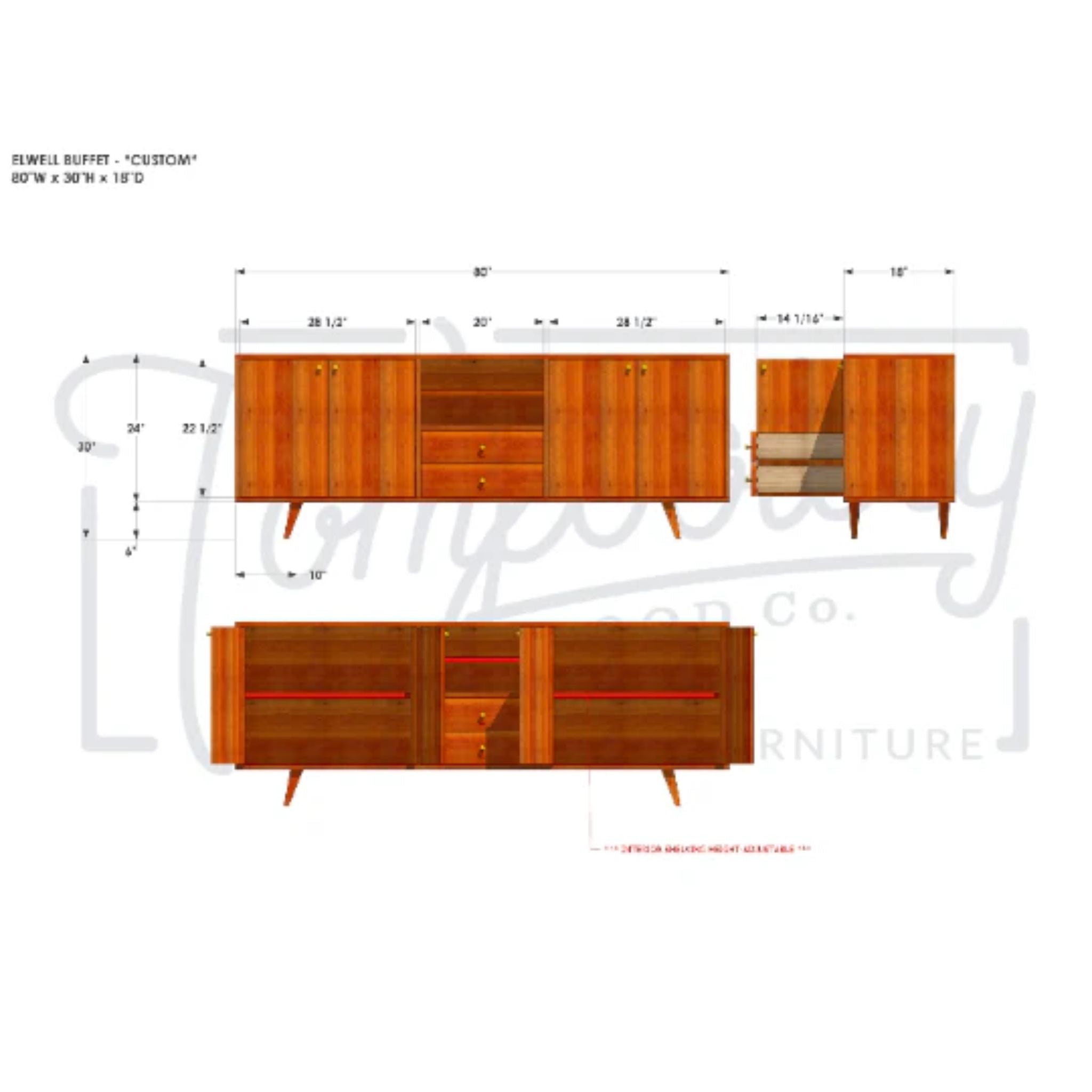 Elwell Buffet CN58 Dimensions by Tomfoolery Wood Co