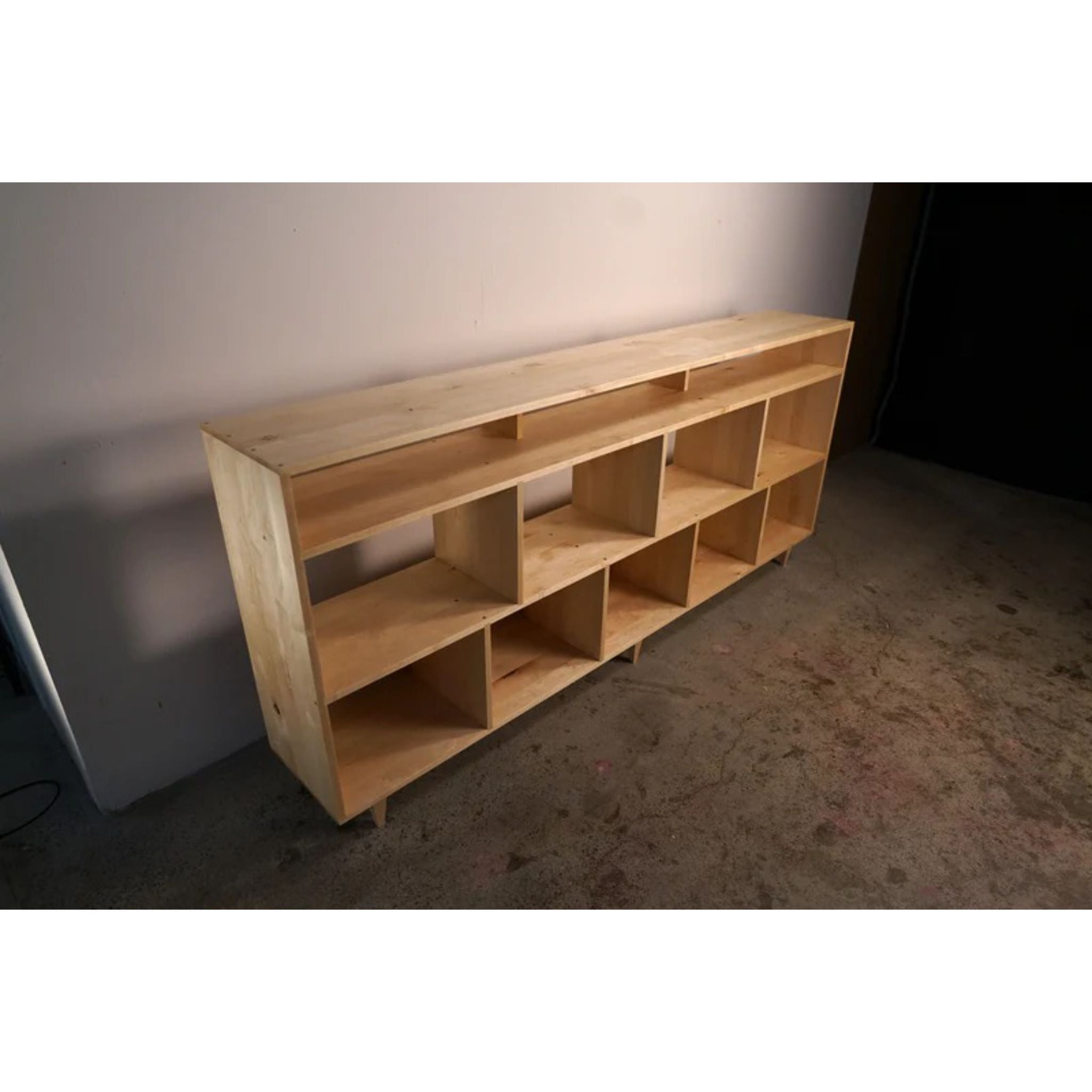 Fields Vinyl Console 90 W CN79 Top Side View by Tomfoolery Wood Co