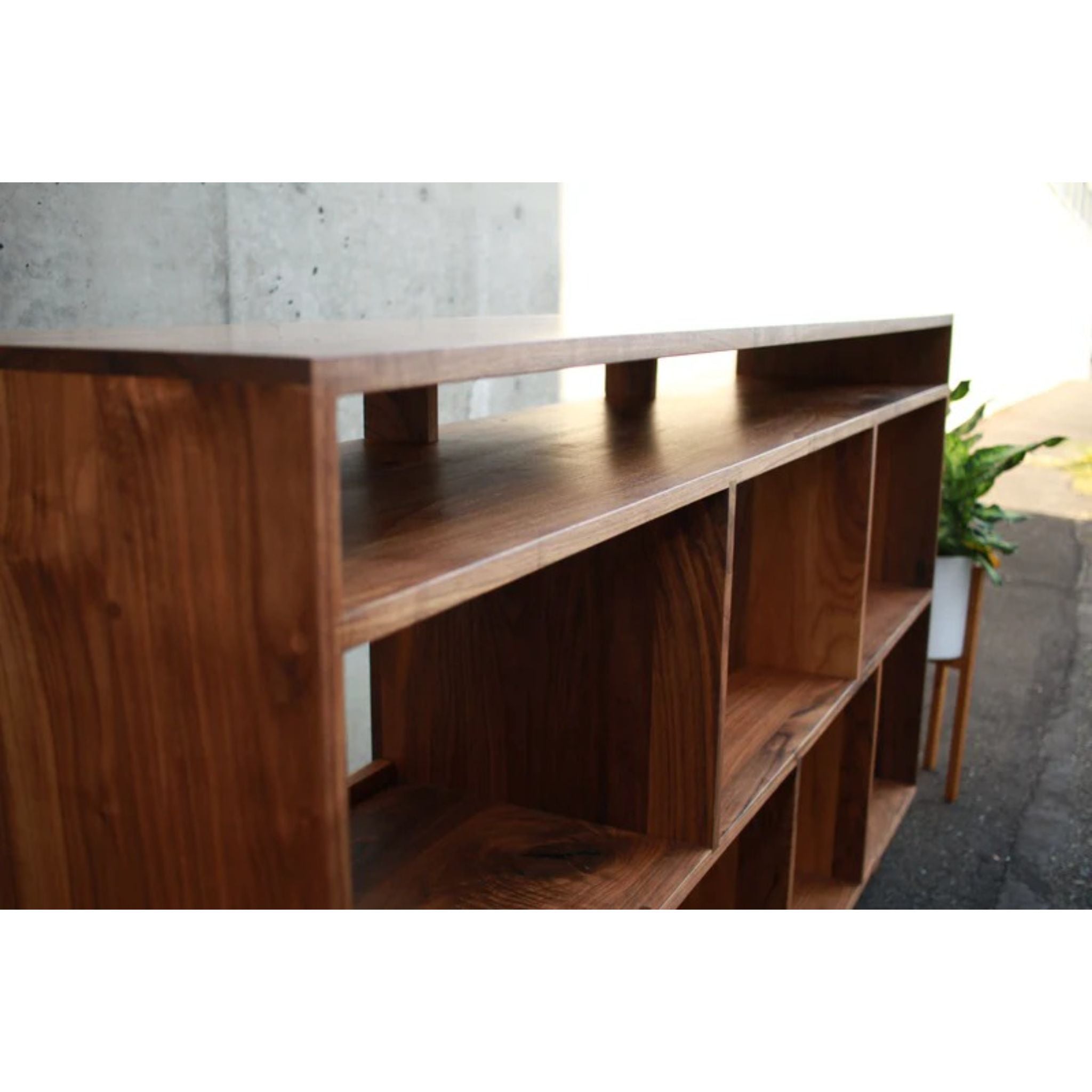 Fields Vinyl Console CN87 Left Corner Closeup View by Tomfoolery Wood Co