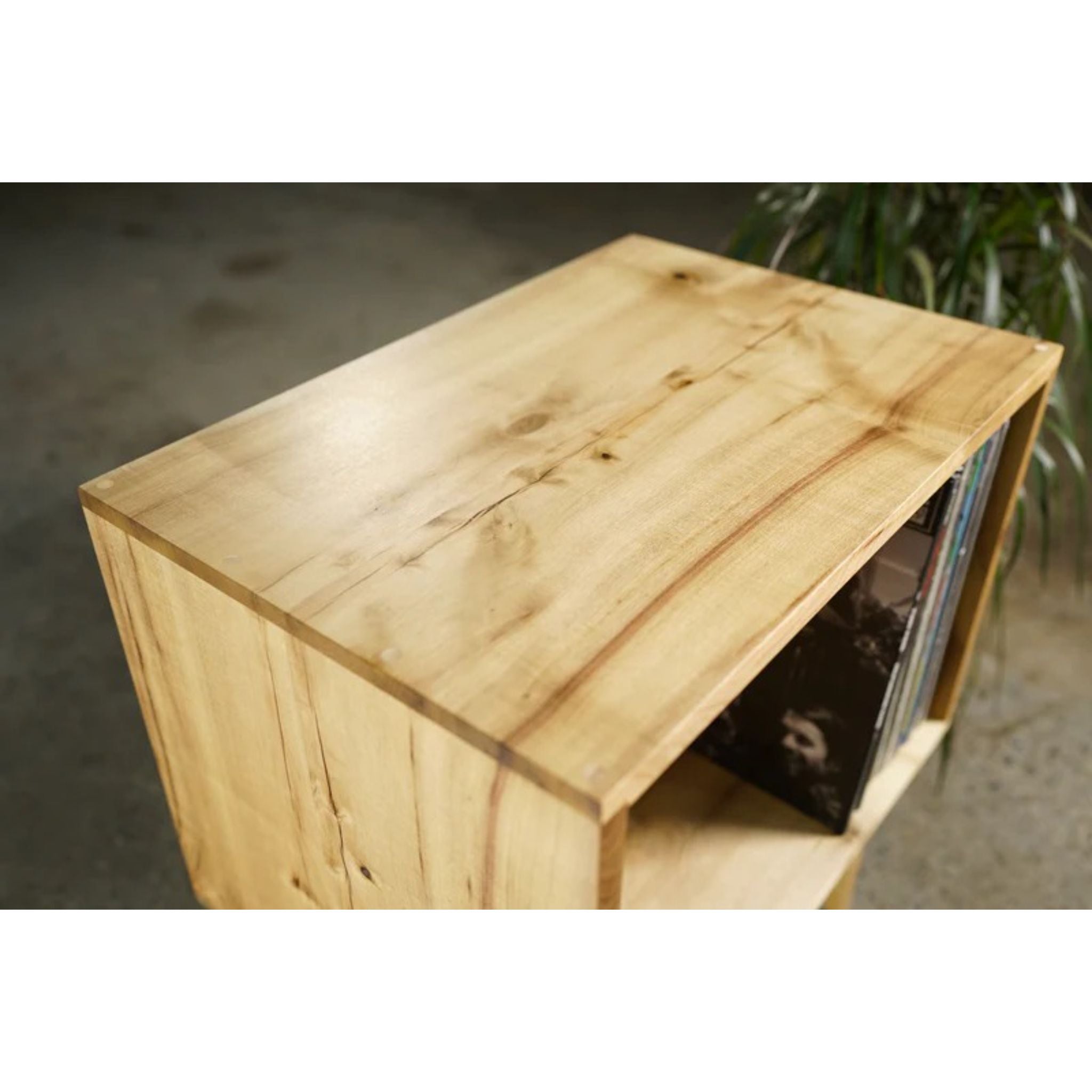 Filipe Vinyl Cubby 22 W CN80 Top Left Side Closeup View by Tomfoolery Wood Co