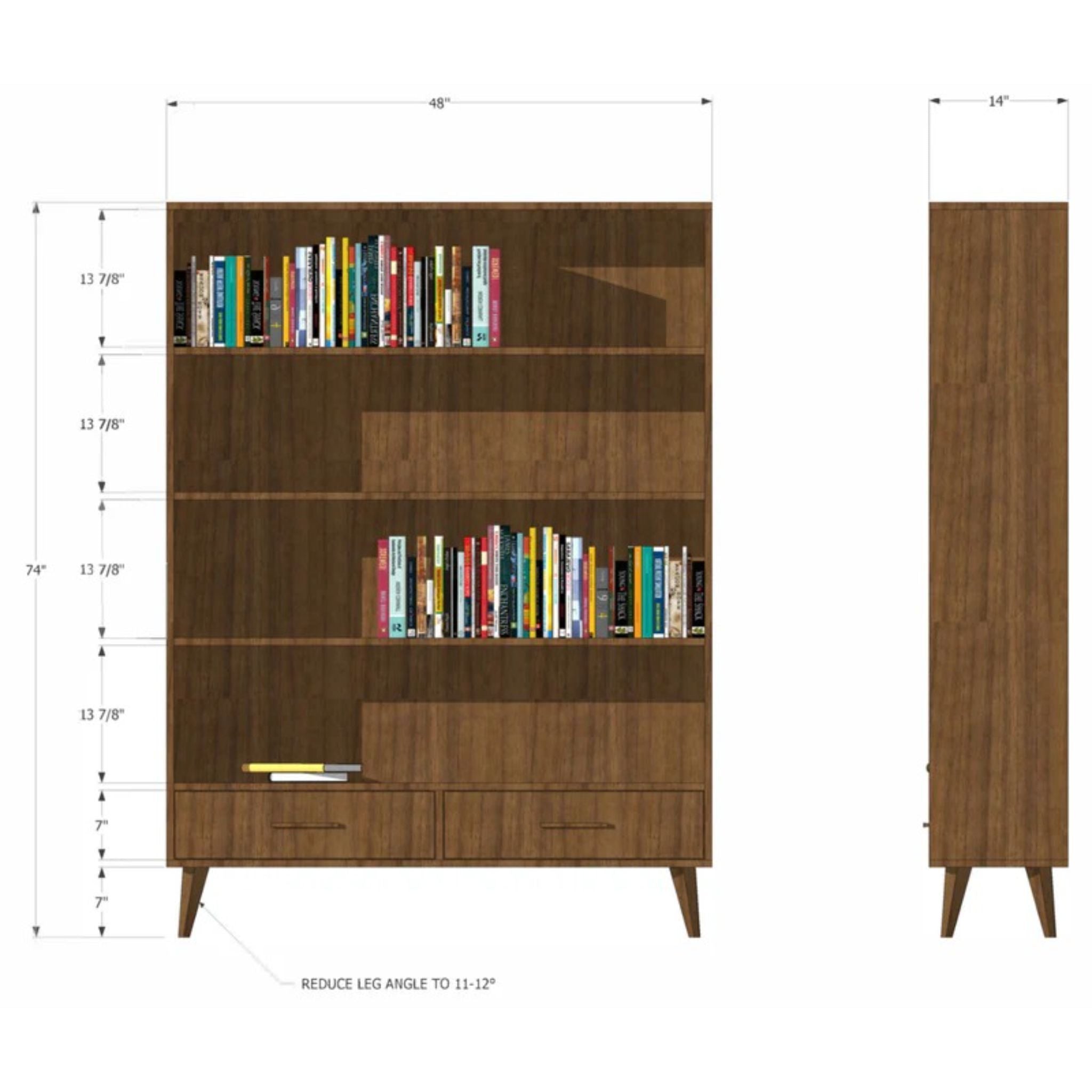 Fullstack Bookcase Double Wide BC04 Dimensions by Tomfoolery Wood Co