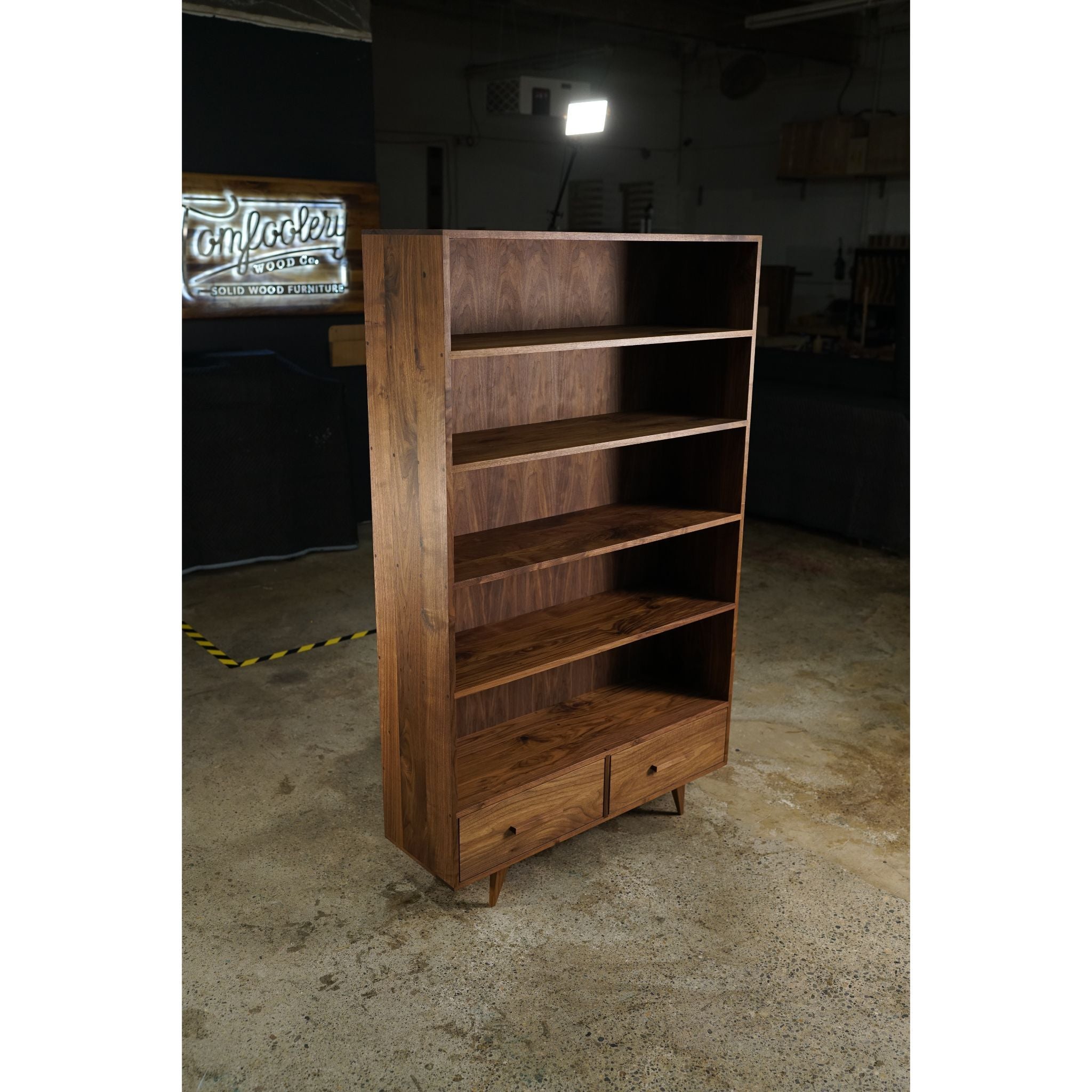 Fullstack Bookcase Double Wide BC04 full Side View by Tomfoolery Wood Co
