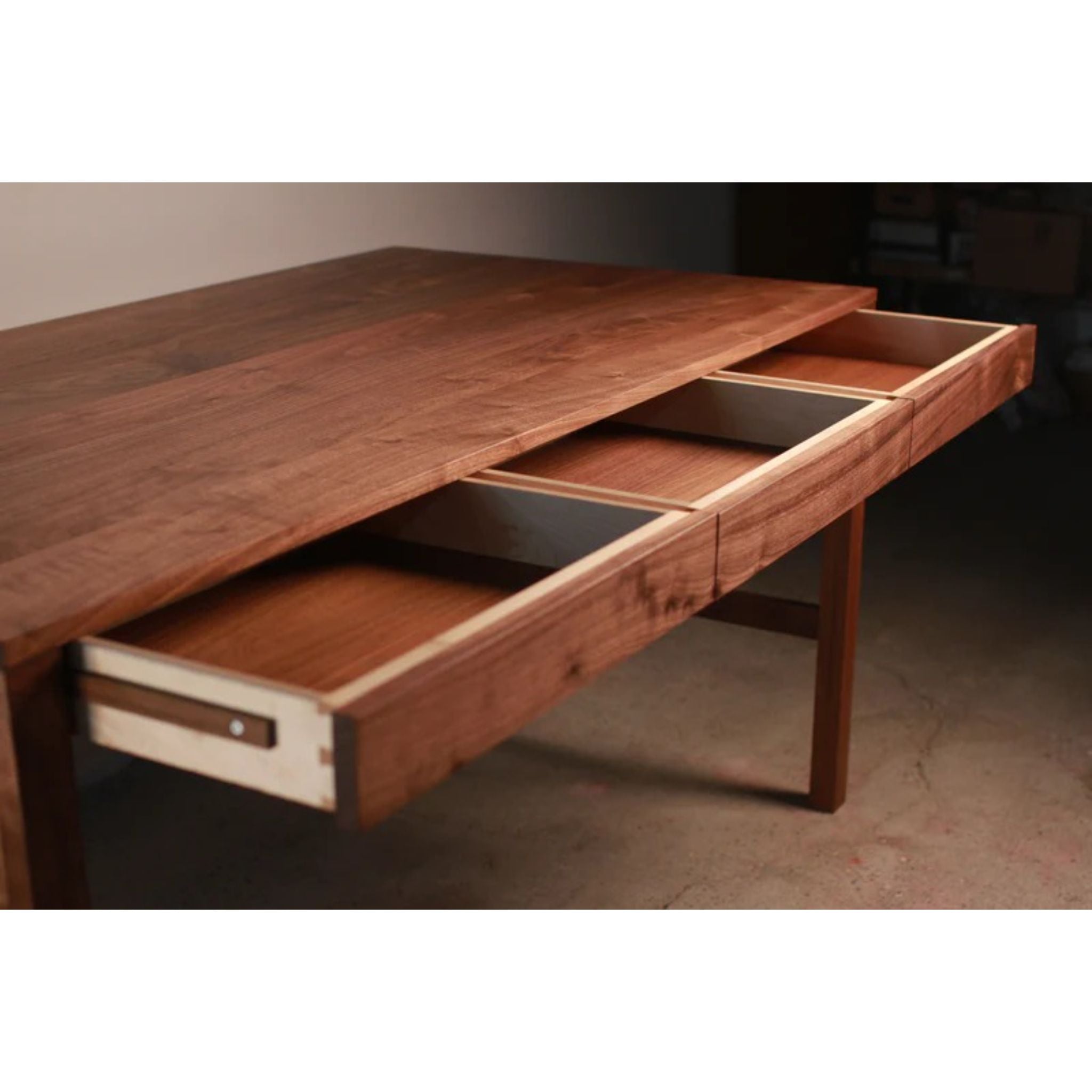 Ghooray Desk DK03 Opened Drawers Closeup View by Tomfoolery Wood Co